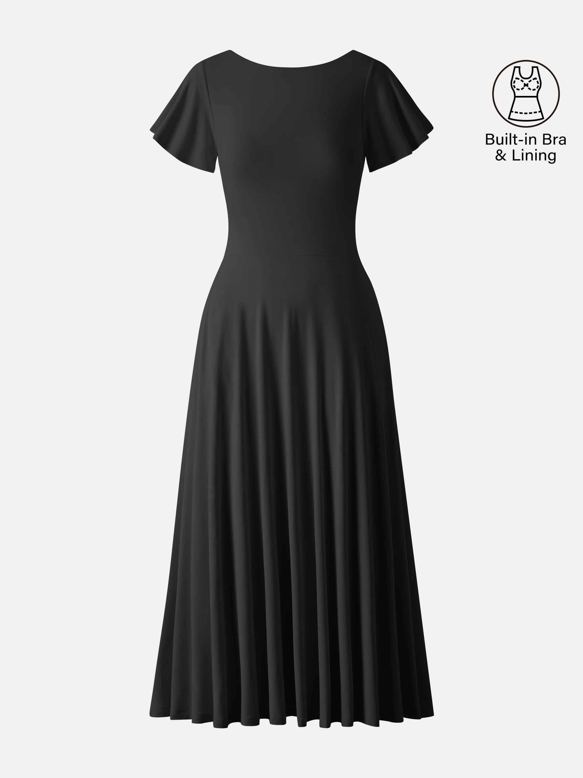 SkinKiss Boatneck Fit-and-Flare Maxi Travel Bra Dress with Pockets - Image 3