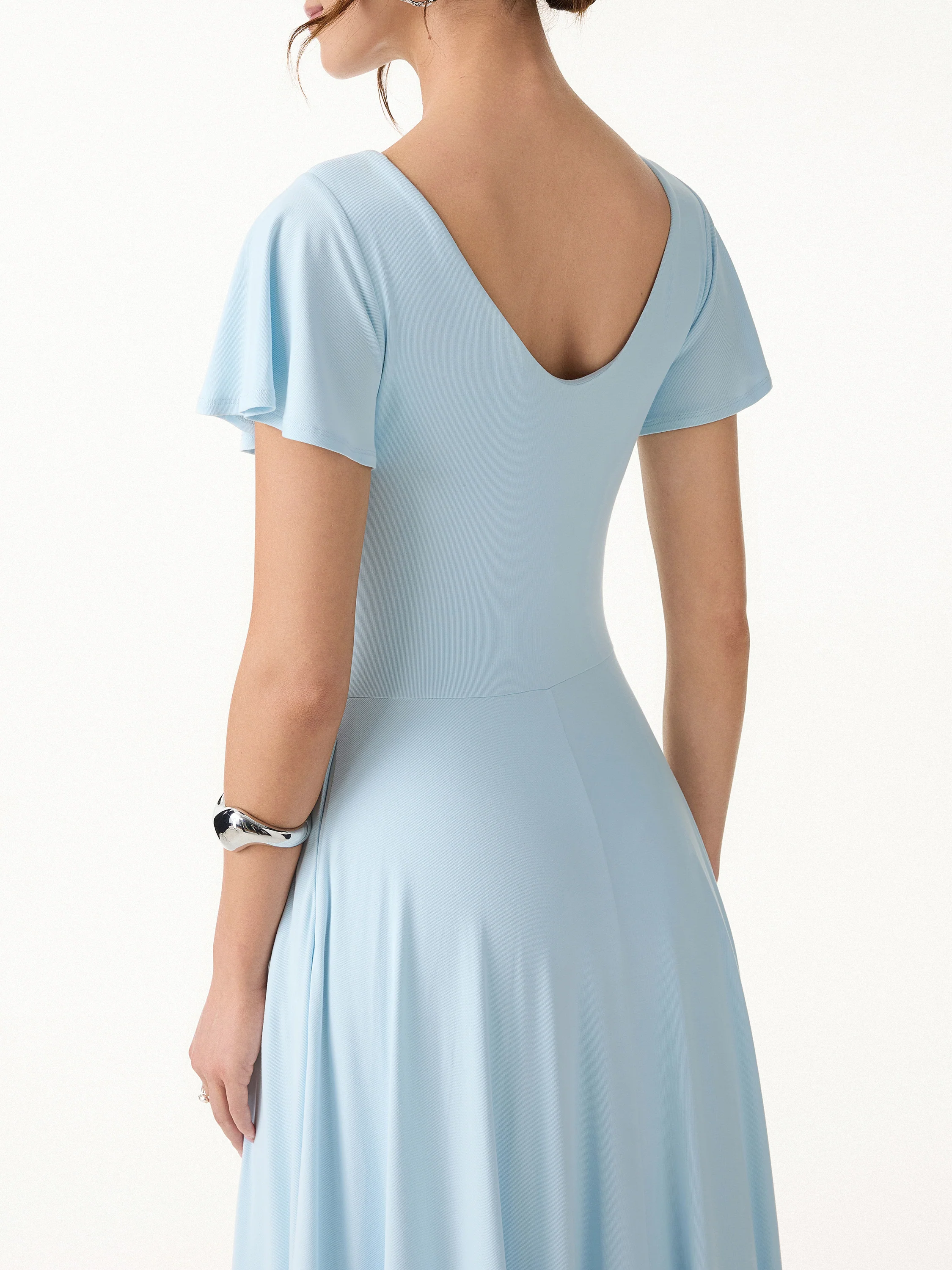 SkinKiss Boatneck Fit-and-Flare Maxi Travel Bra Dress with Pockets - Image 4