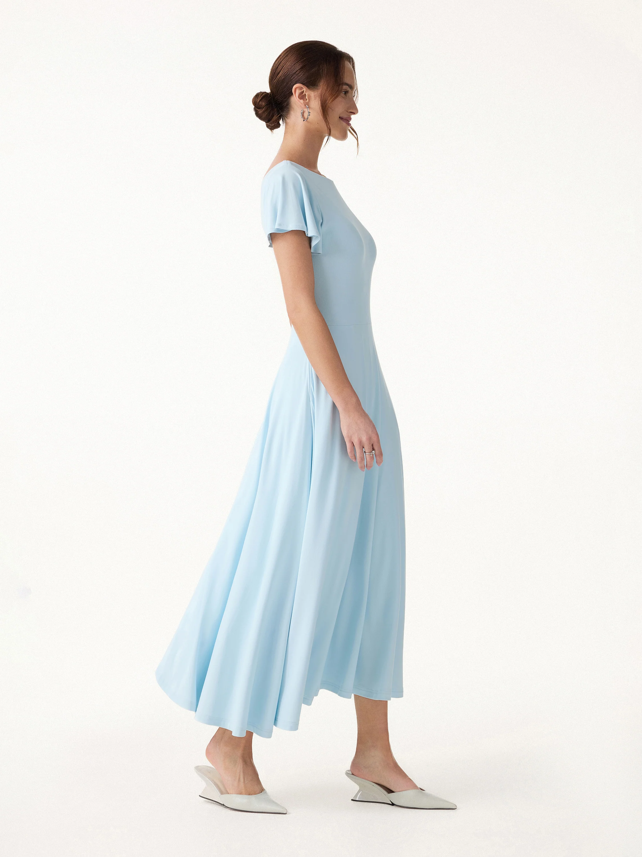 SkinKiss Boatneck Fit-and-Flare Maxi Travel Bra Dress with Pockets - Image 7