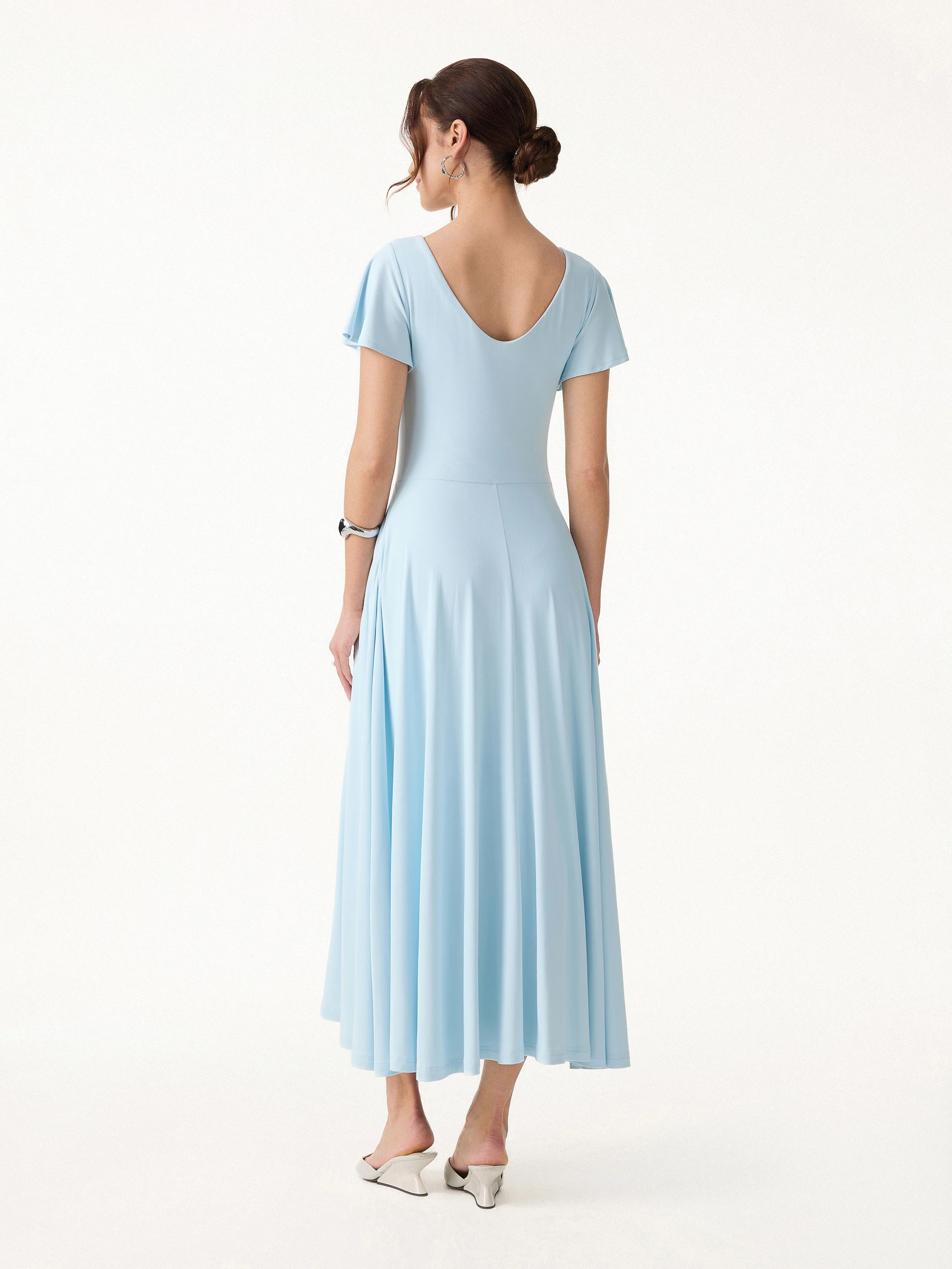SkinKiss Boatneck Fit-and-Flare Maxi Travel Bra Dress with Pockets - Image 8