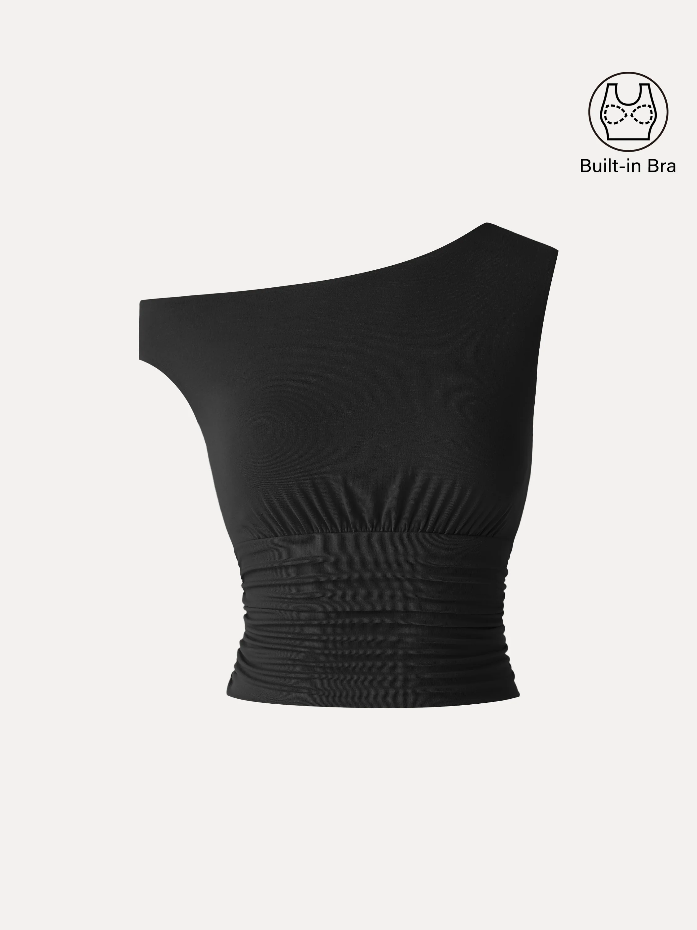 SkinKiss Asymmetrical Neck Cropped Ruched Bra Top - Image 10