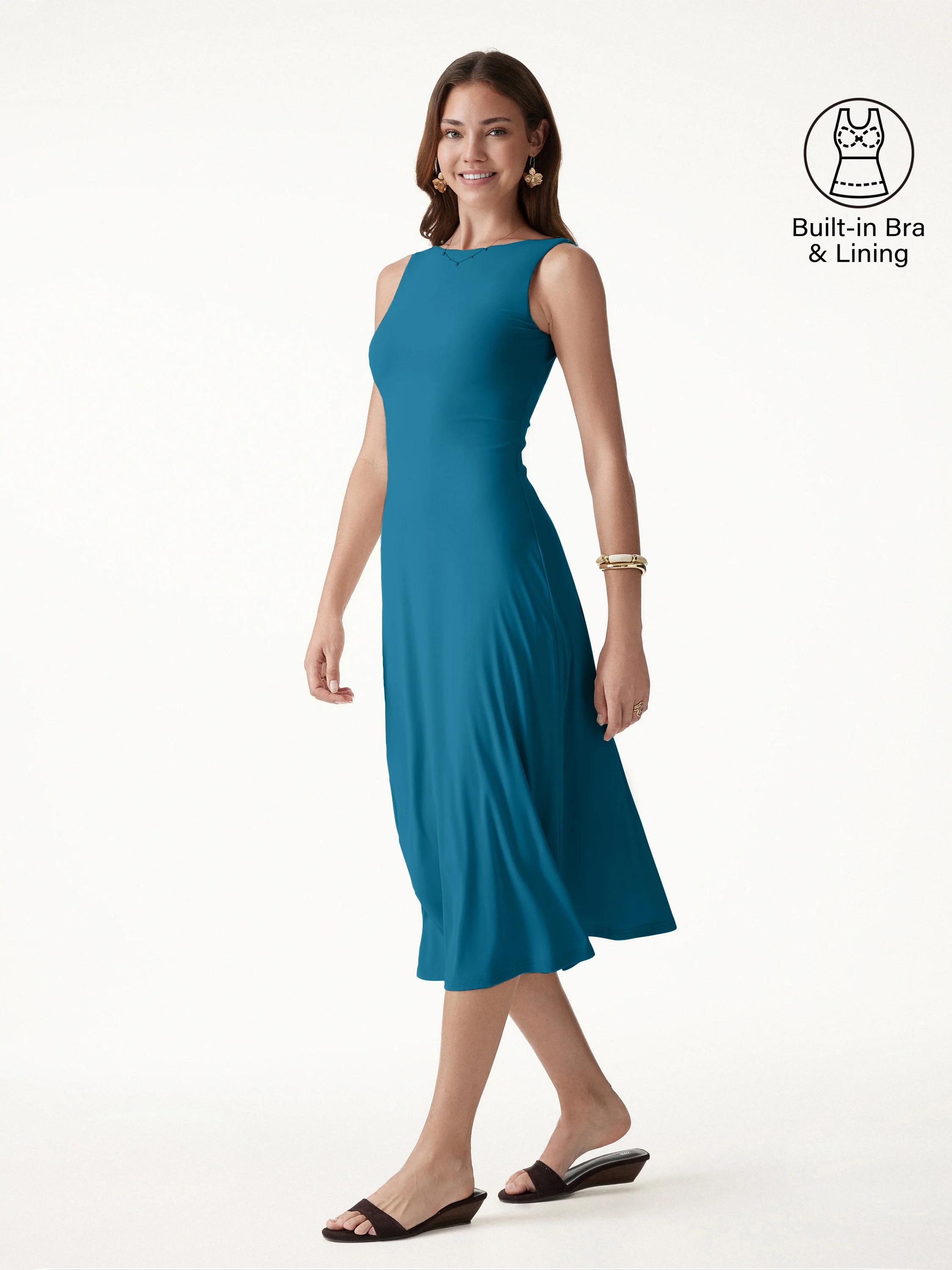 SkinKiss Boatneck Open-Back Flowy Midi Bra Dress - Image 14