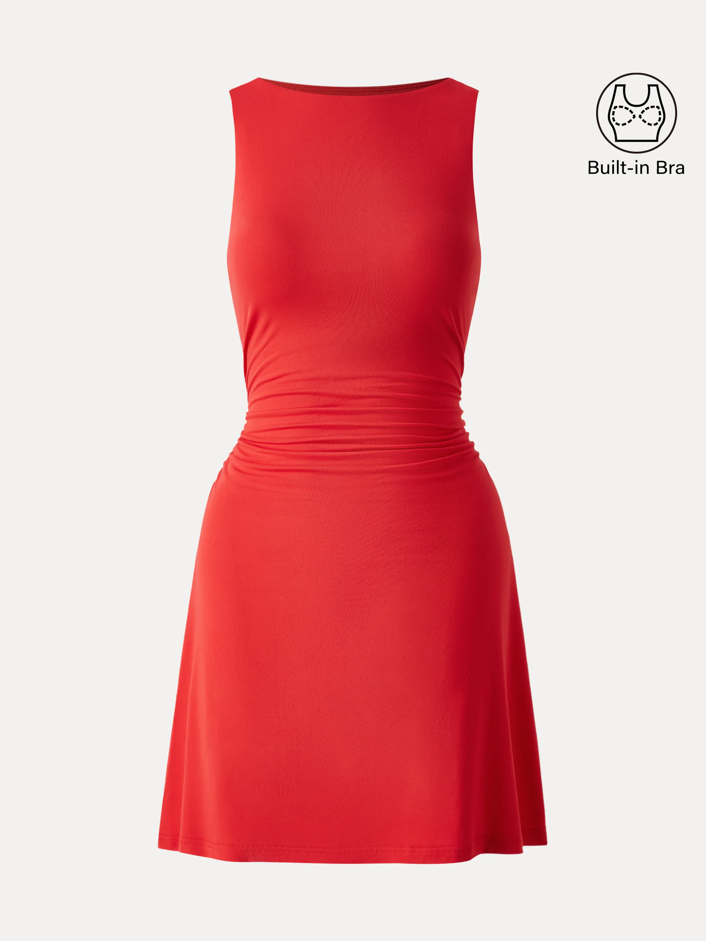 SkinKiss Boatneck Ruched A-line Mini Bra Dress - Image 11