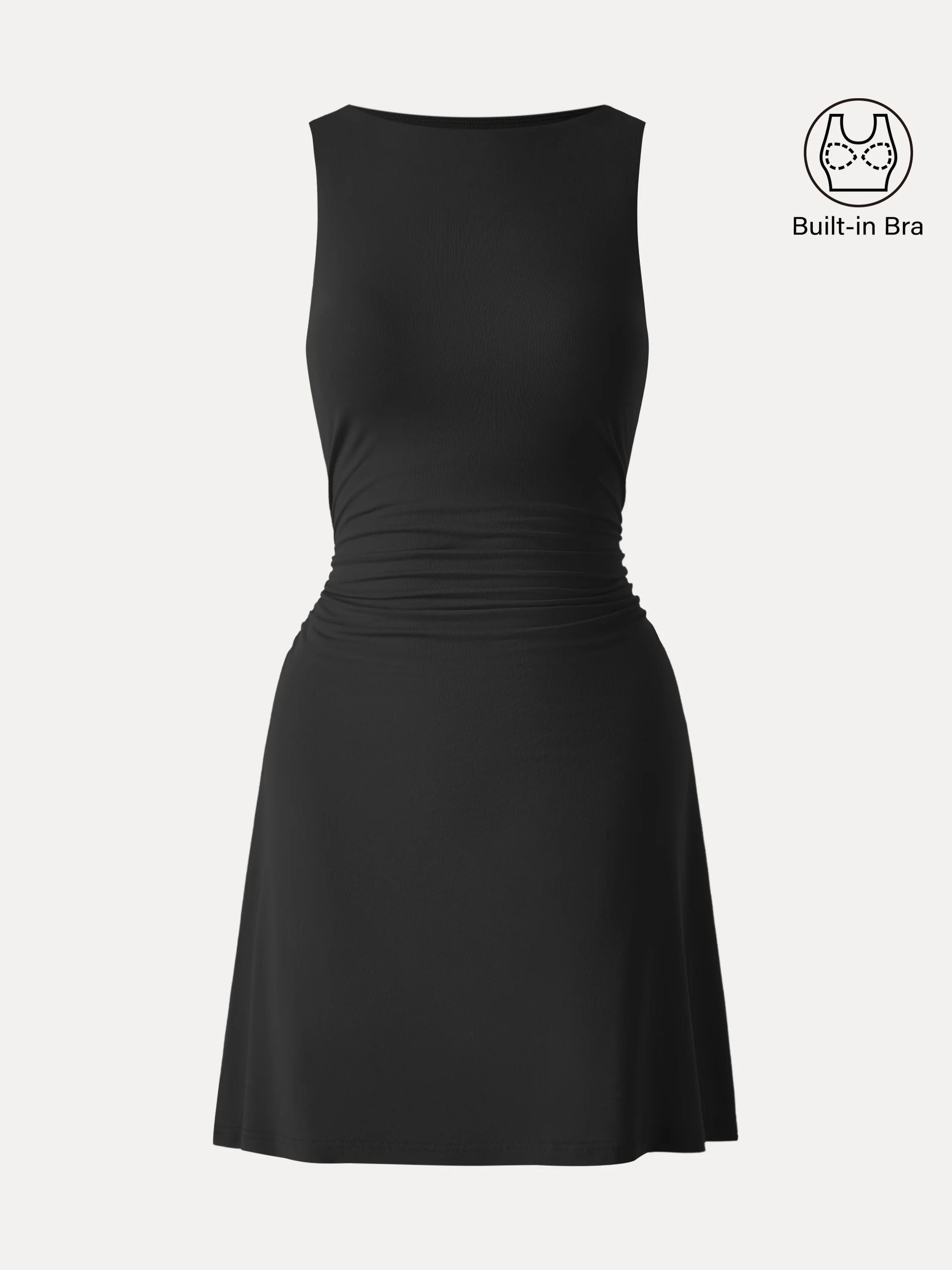 SkinKiss Boatneck Ruched A-line Mini Bra Dress - Image 14