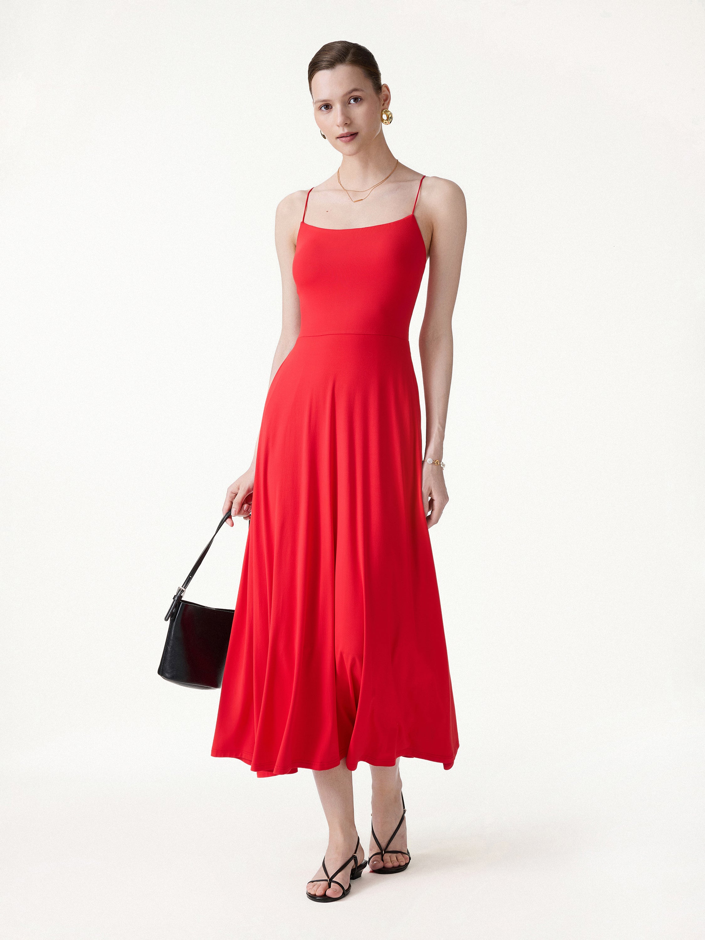 SkinKiss Classy Spaghetti Open Back Midi Bra Dress with Pockets - Image 5
