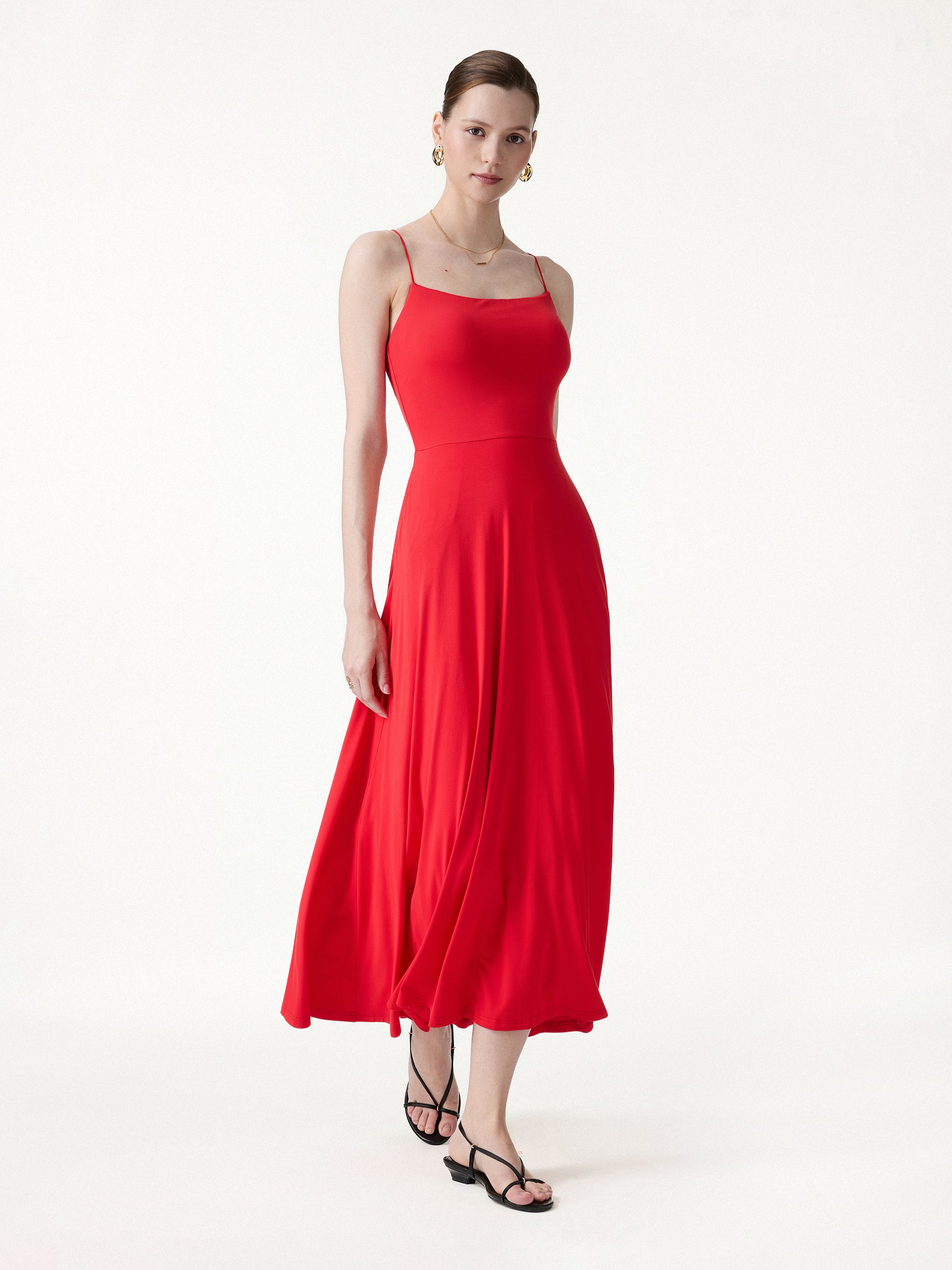 SkinKiss Classy Spaghetti Open Back Midi Bra Dress with Pockets - Image 6