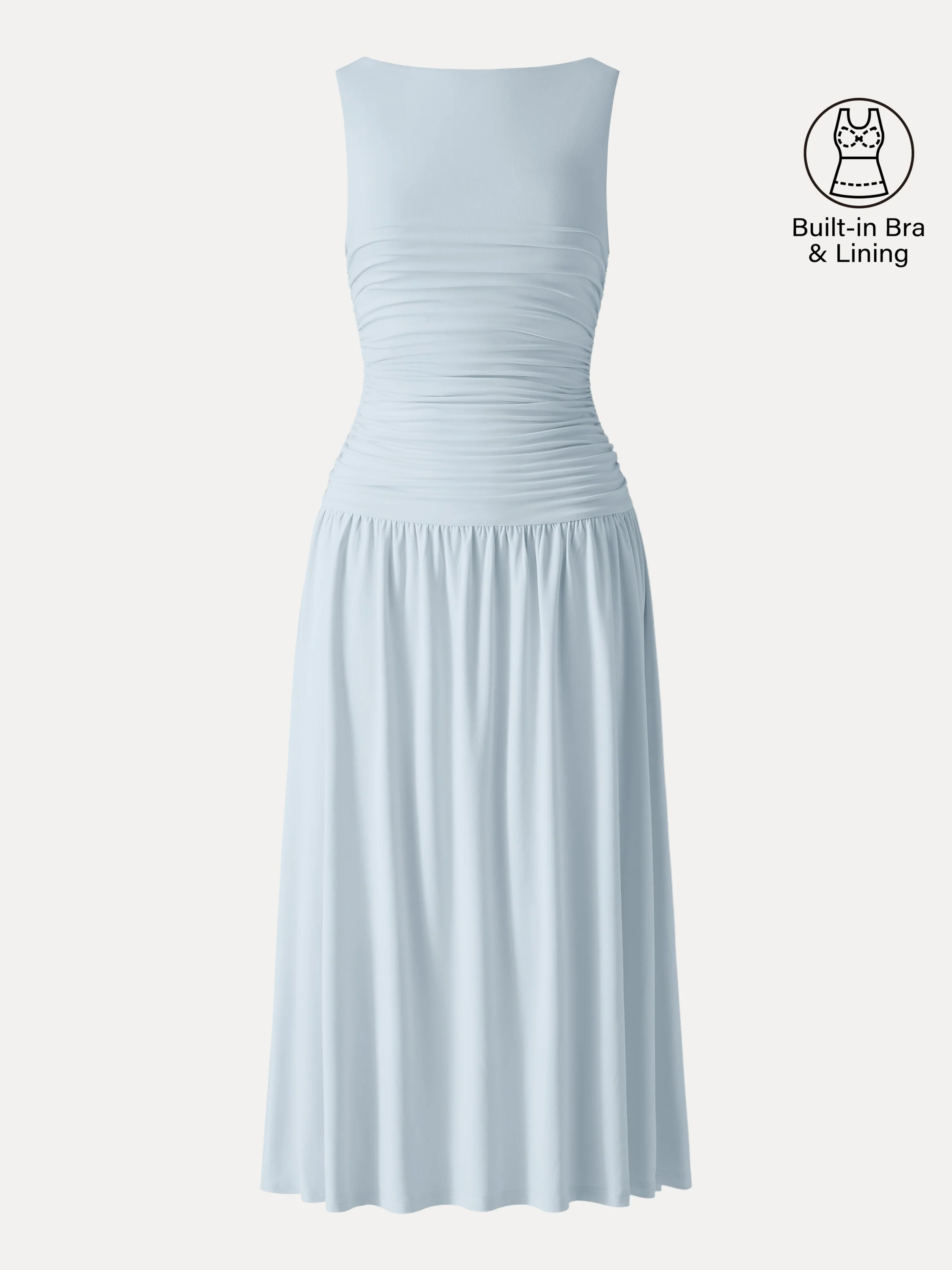SkinKiss Cooling Boatneck Ruched Midi Bra Dress - Image 13