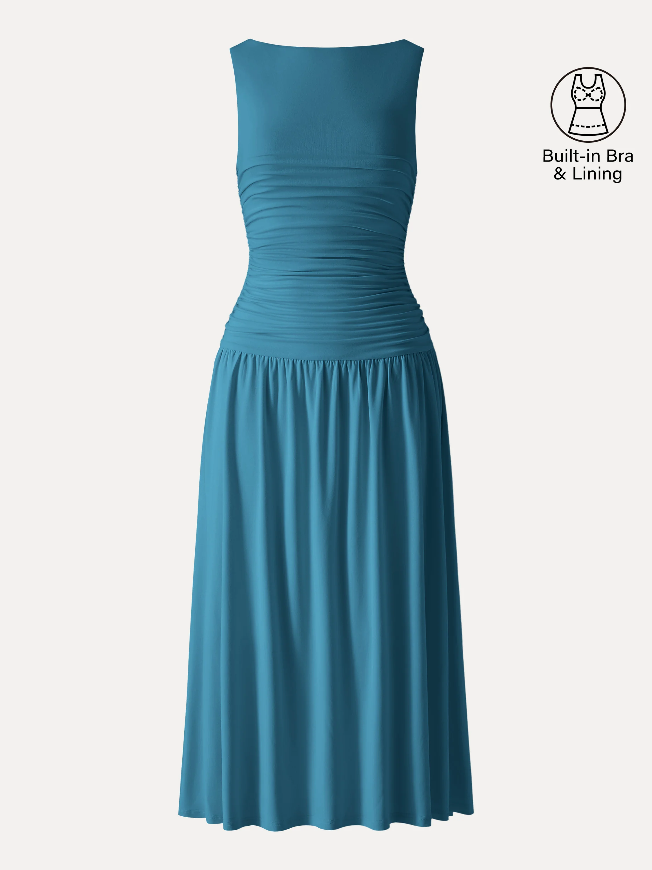 SkinKiss Cooling Boatneck Ruched Midi Bra Dress - Image 14