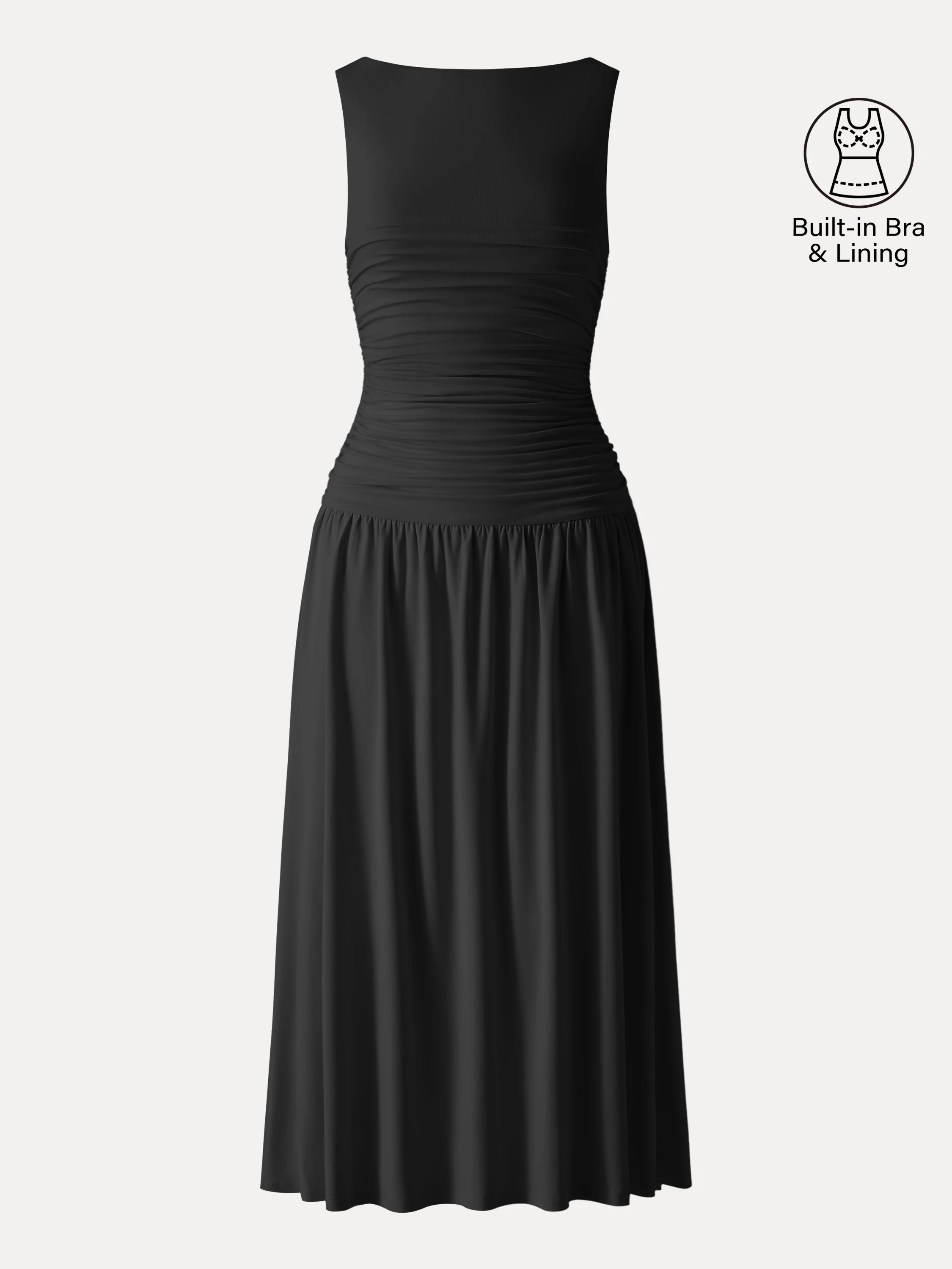 SkinKiss Cooling Boatneck Ruched Midi Bra Dress - Image 15