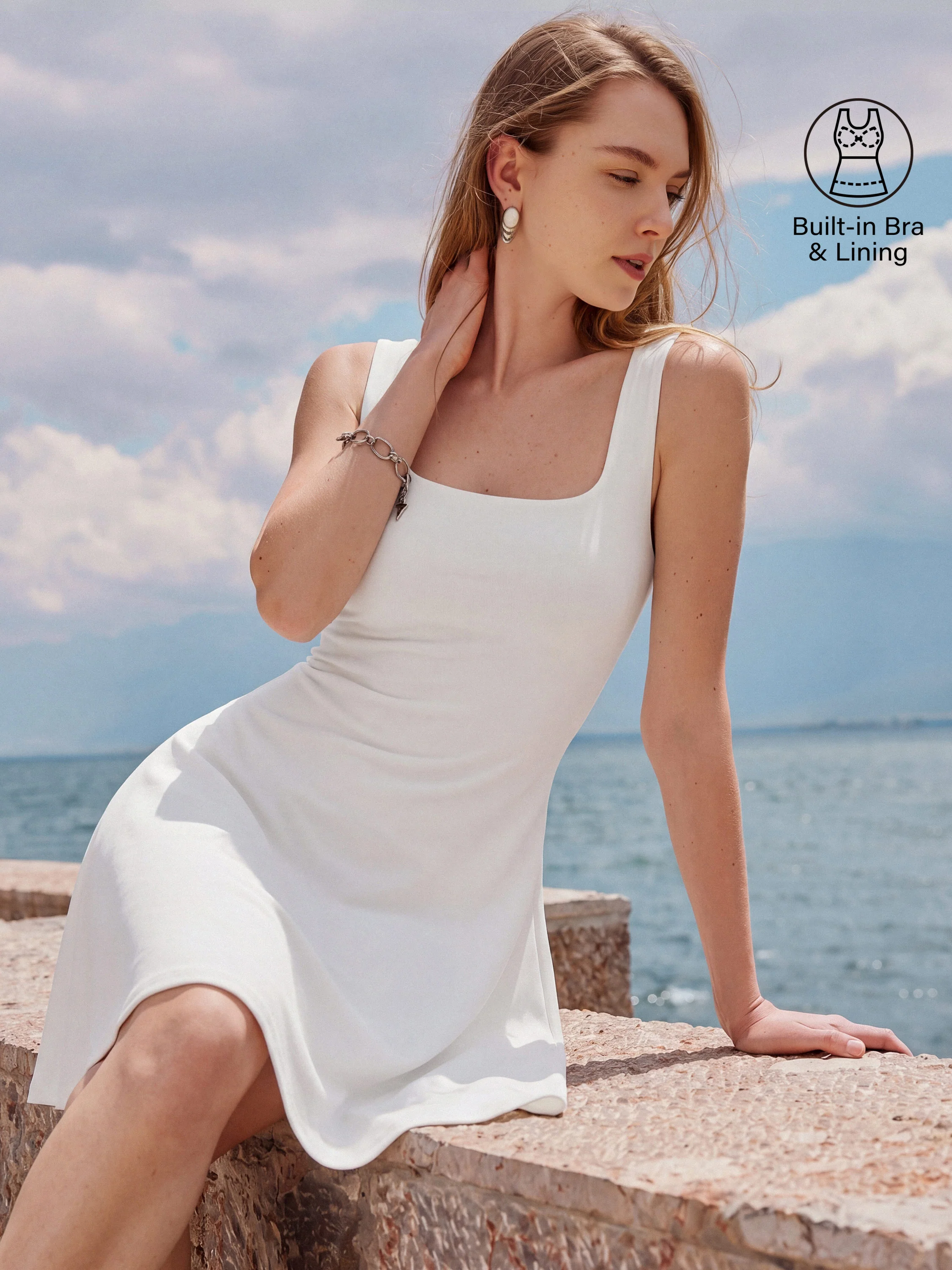 SkinKiss Cooling Square Neck Mini Bra Dress - Image 2