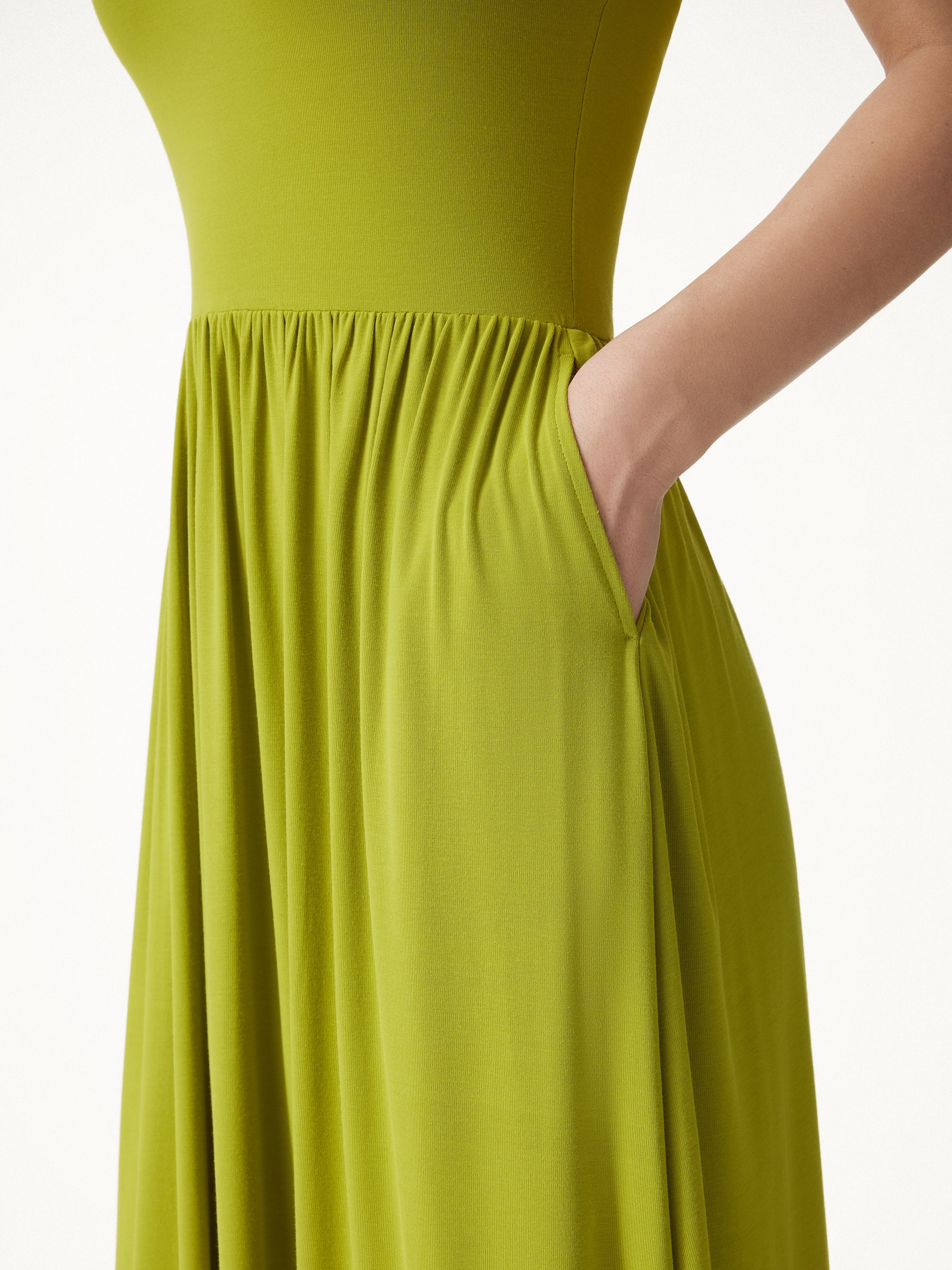 SkinKiss Halter Ruched Midi Bra Dress with Pockets - Image 3
