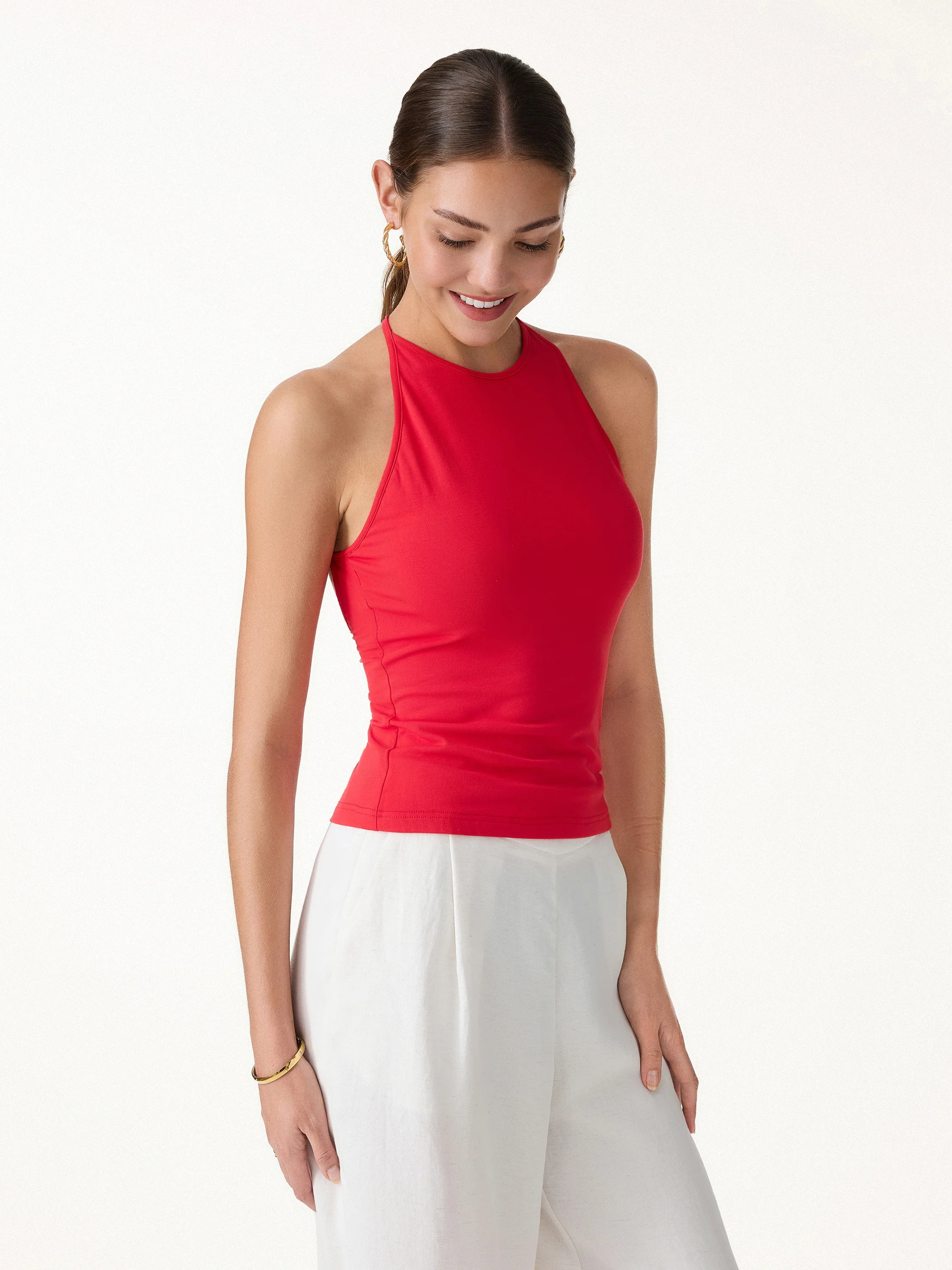 SkinKiss Round Neck Cross-Back Bandless Bra Top - Image 5