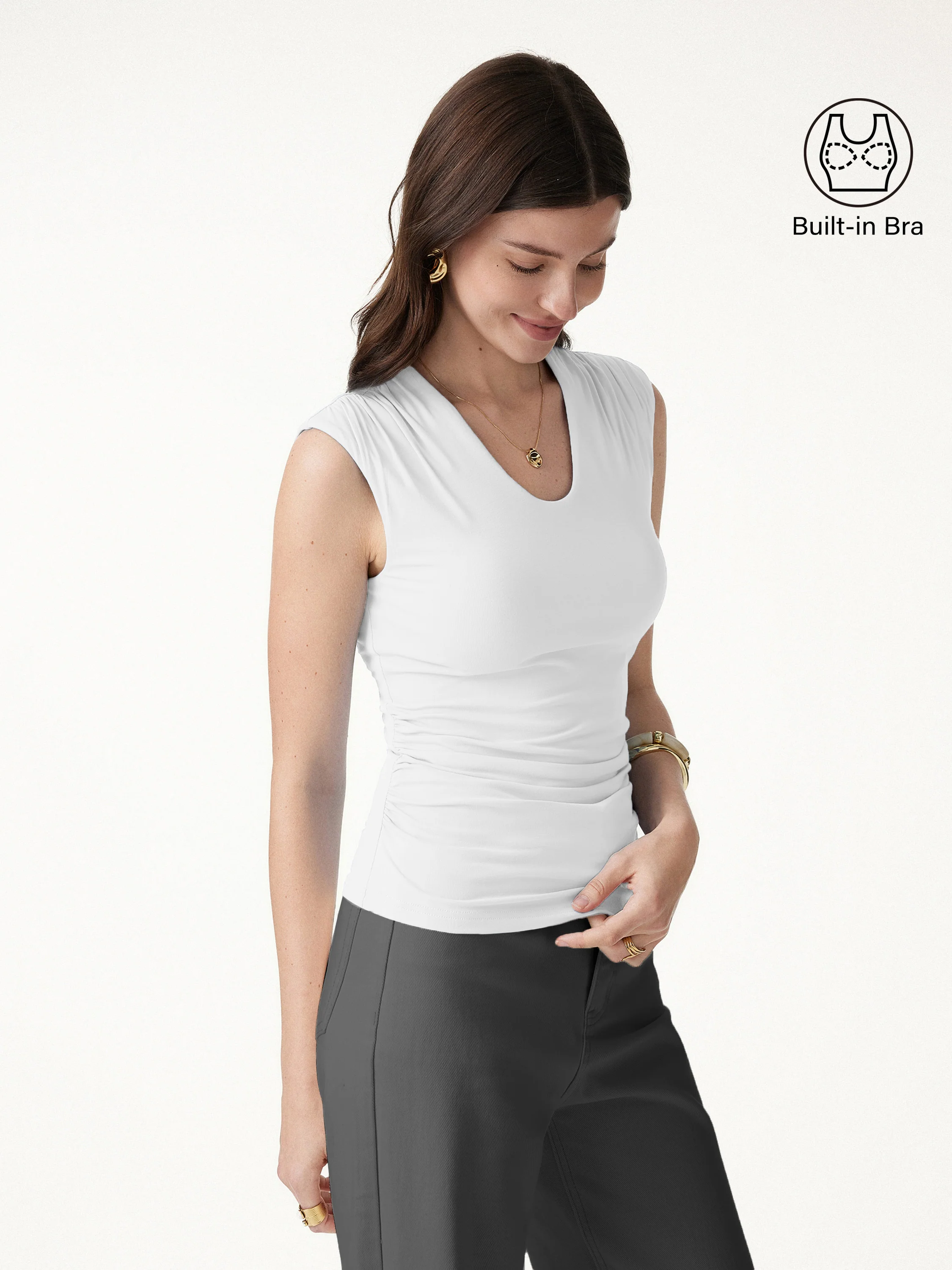 SkinKiss Scoop Neck Gathered Bra Top - Image 11