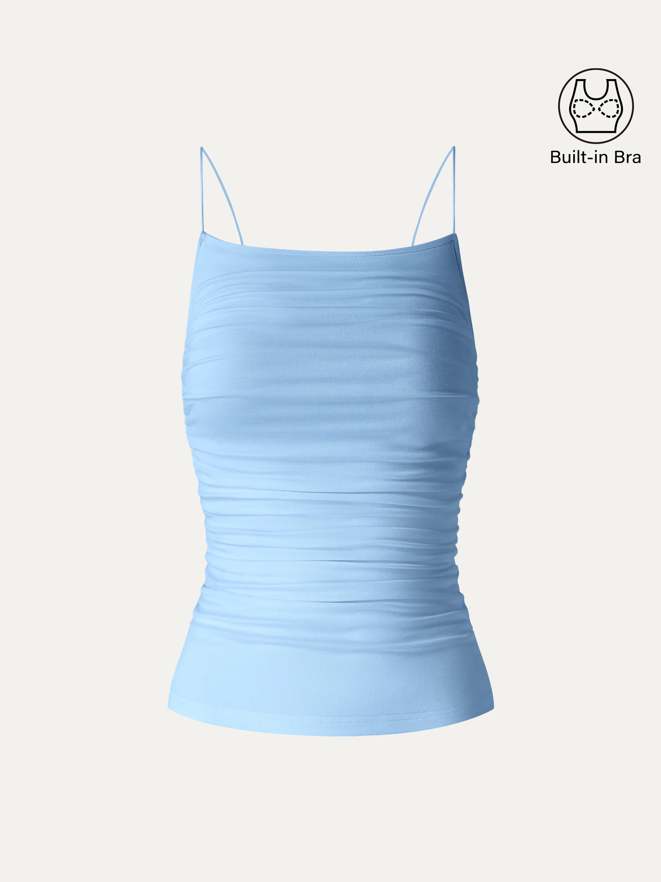 SkinKiss Square Neck Ruched Spaghetti Bra Top - Image 13