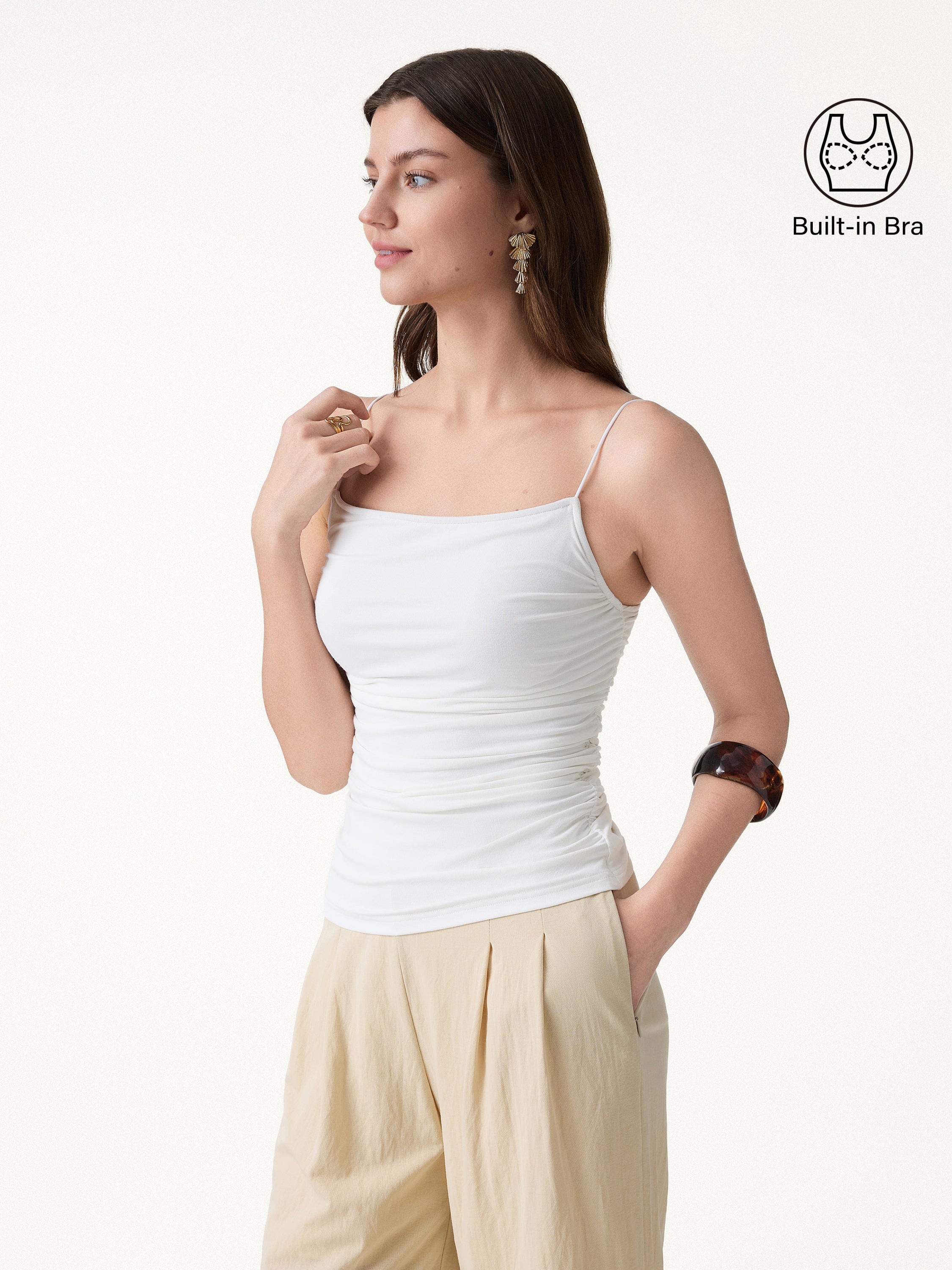 SkinKiss Square Neck Ruched Spaghetti Bra Top - Image 6