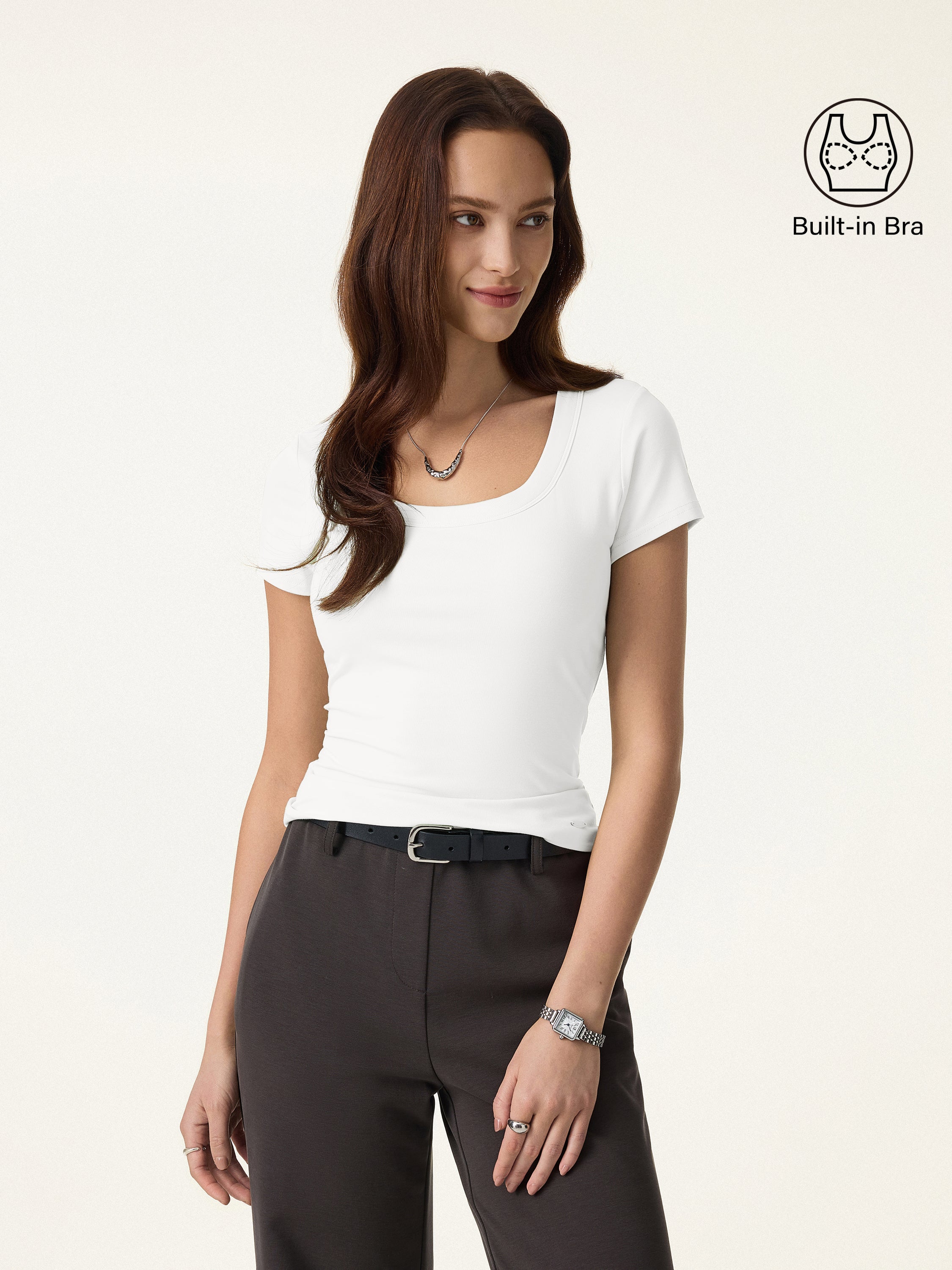 SkinKiss U-Neck Short Sleeve Everyday Bra Top - Image 4
