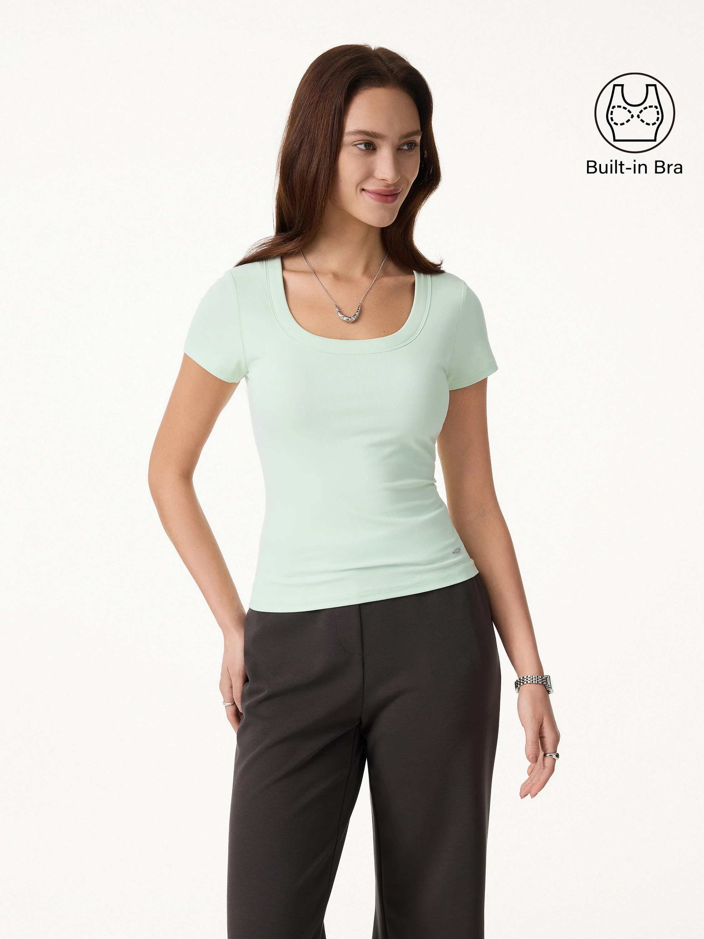 SkinKiss U-Neck Short Sleeve Everyday Bra Top - Image 8