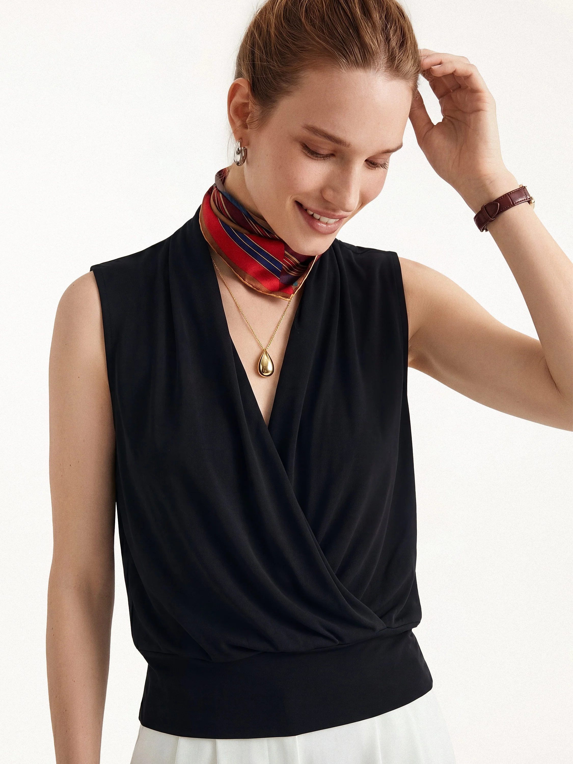 Matte Smooth Smooth Surplice Sleeveless Top - Image 22