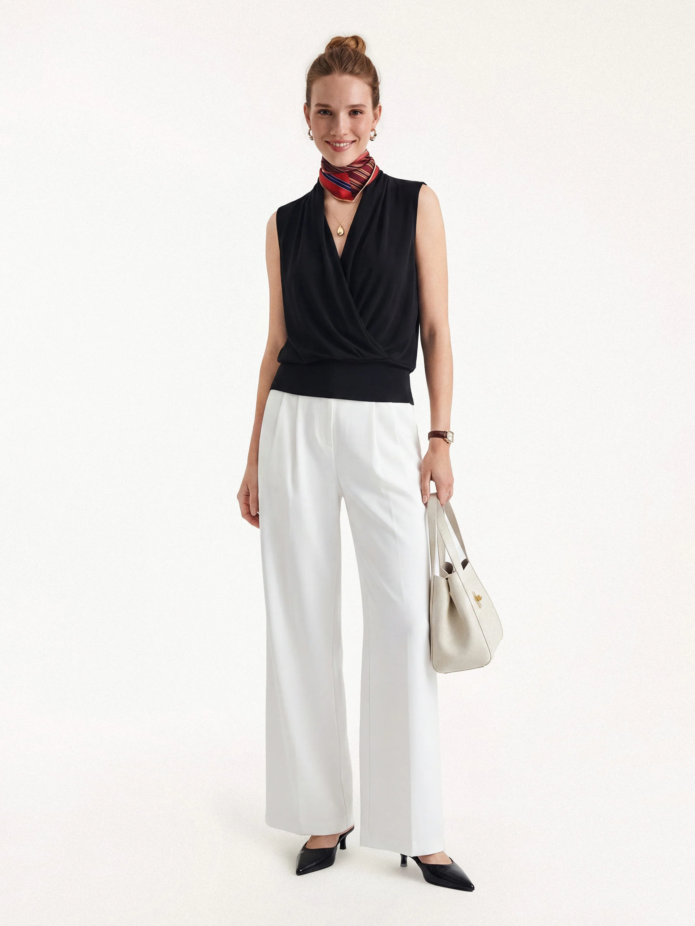 Matte Smooth Smooth Surplice Sleeveless Top - Image 23