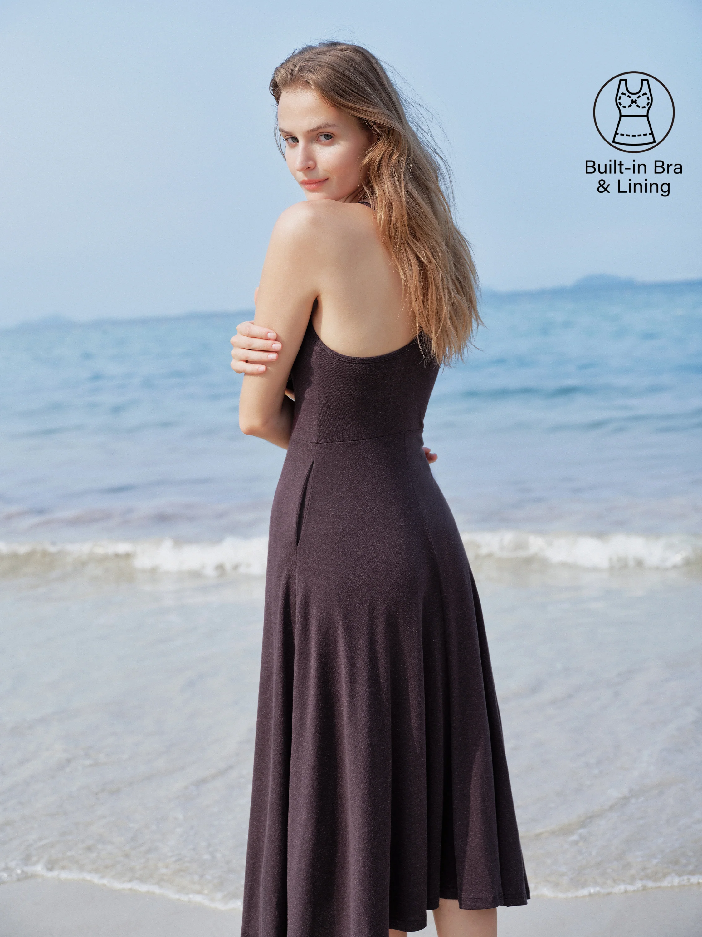 Soft Linen Knit Spaghetti Midi Bra Dress - Image 18