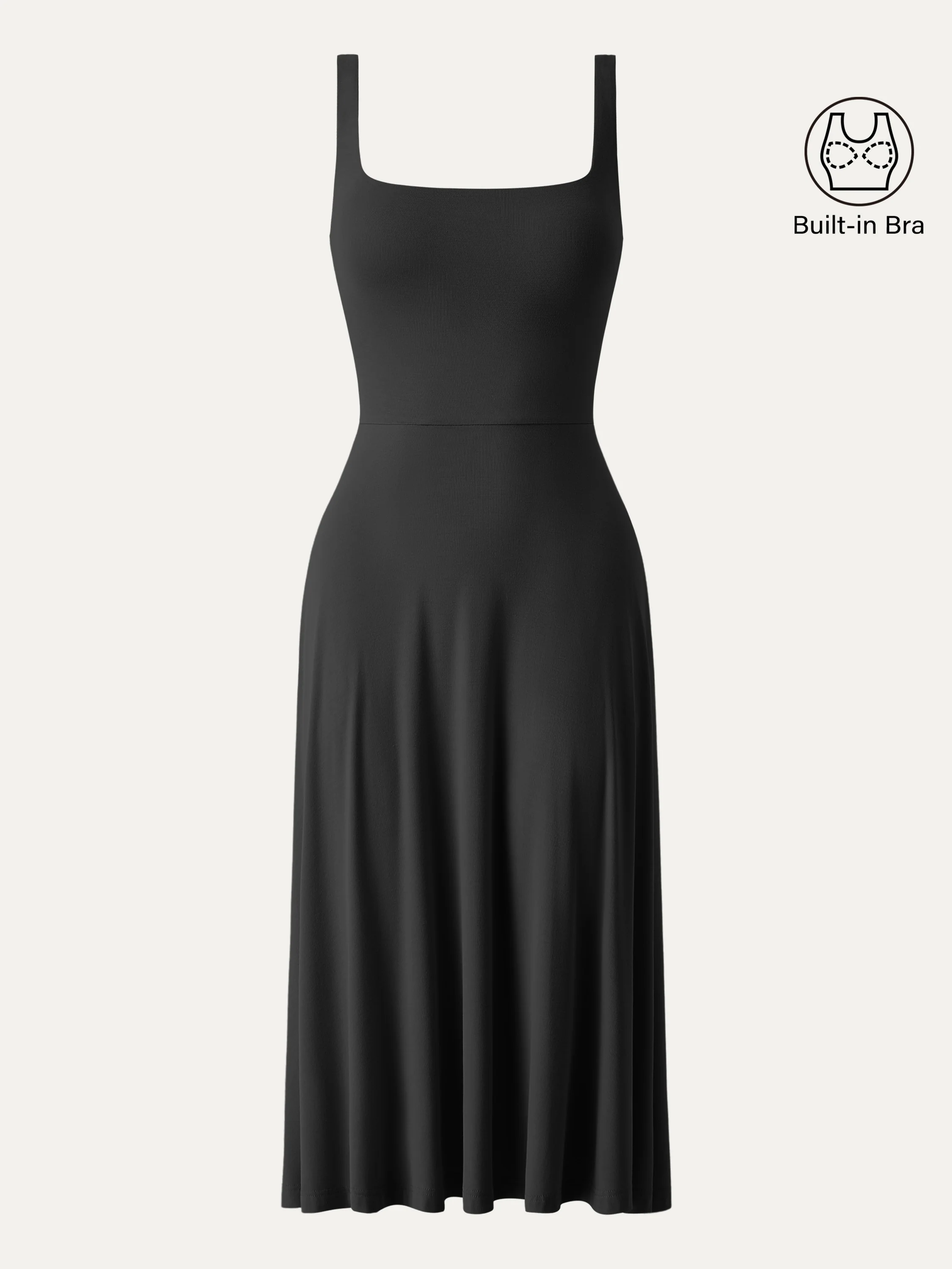 Square Neck Flowy New Airy Bra Midi Dress - Image 14