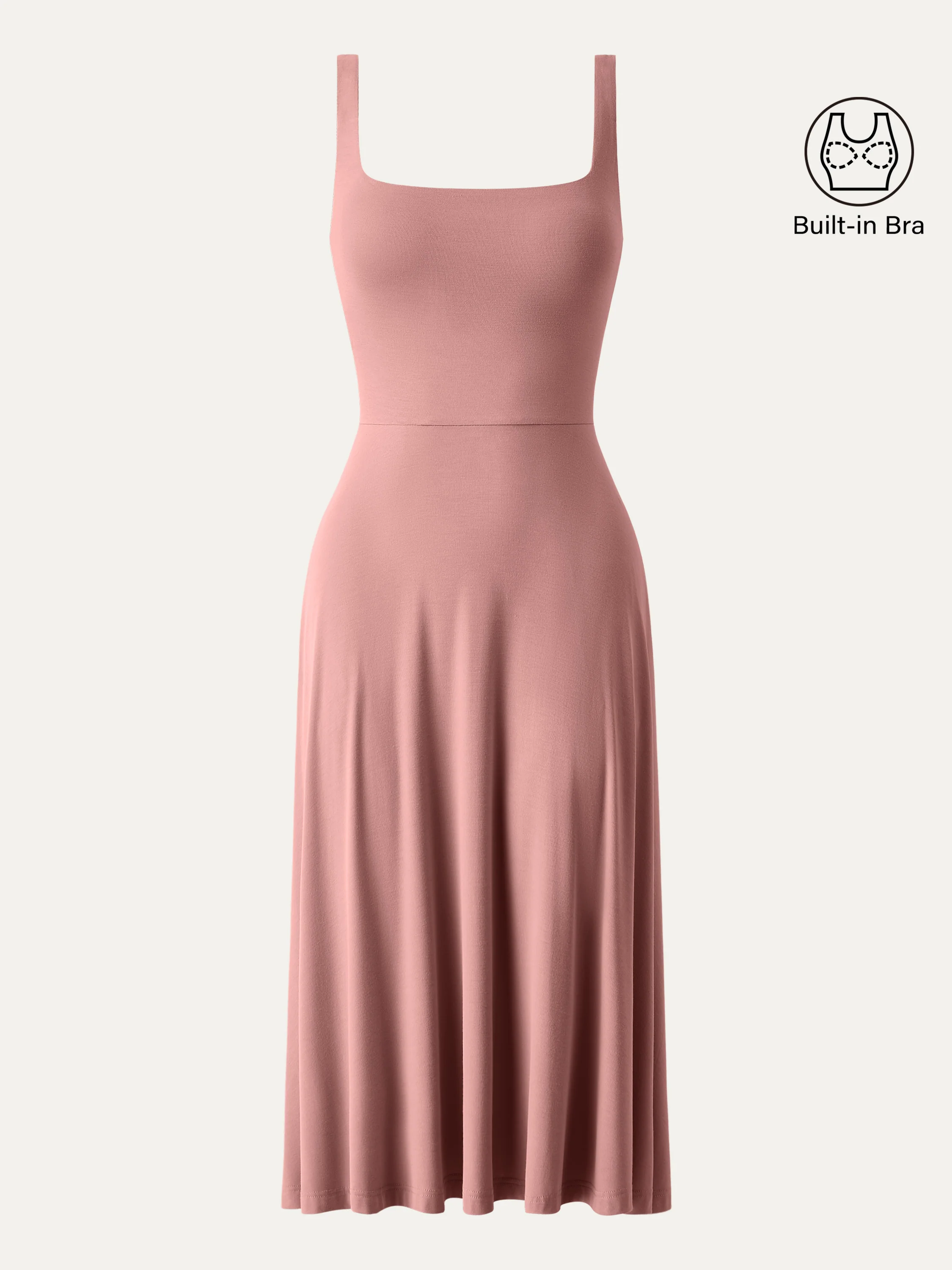 Square Neck Flowy New Airy Bra Midi Dress - Image 15