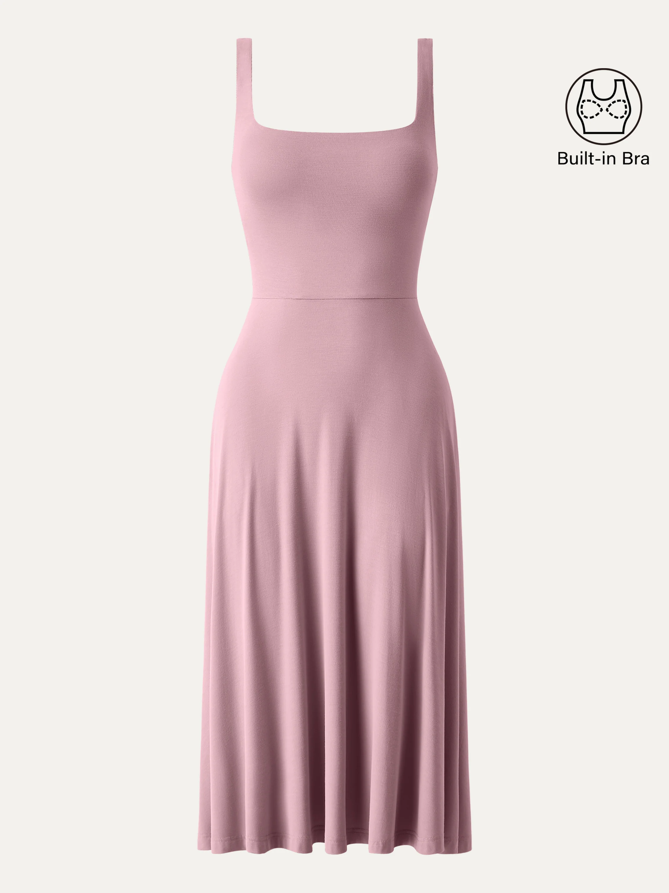 Square Neck Flowy New Airy Bra Midi Dress - Image 7
