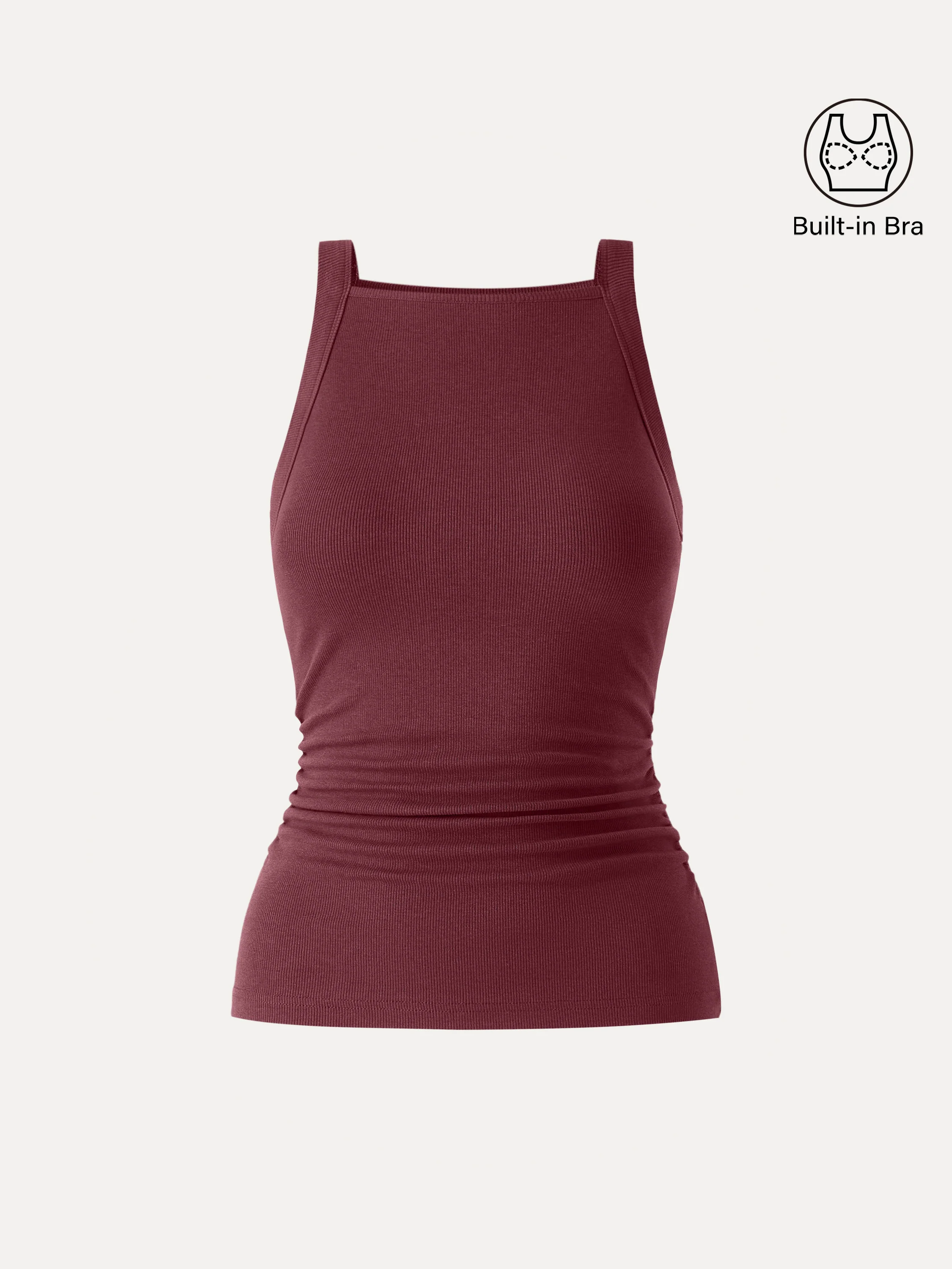 Square Neck Ruched Rib Bra Tank - Image 15