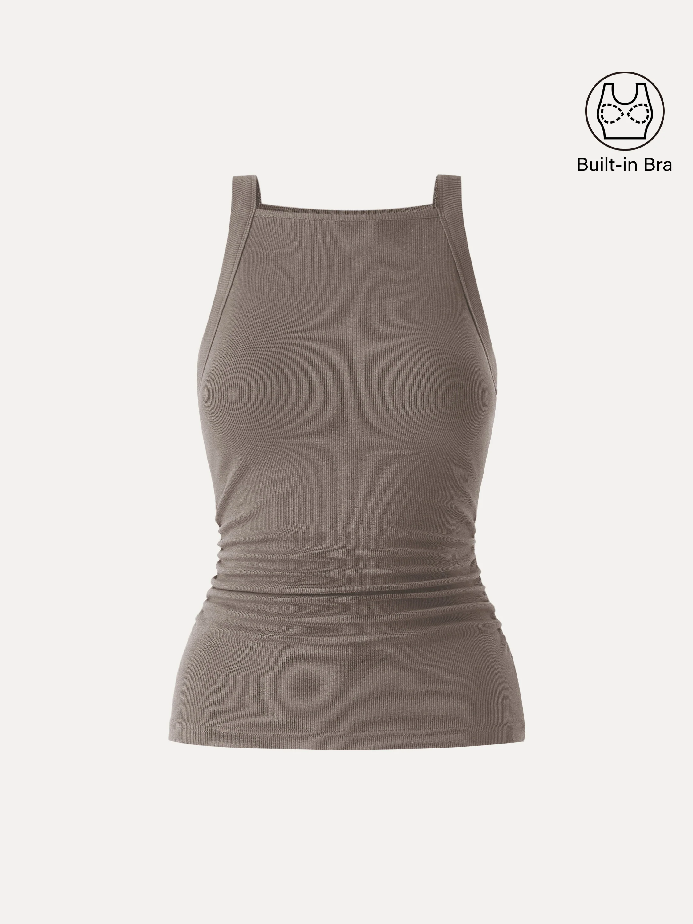 Square Neck Ruched Rib Bra Tank - Image 17