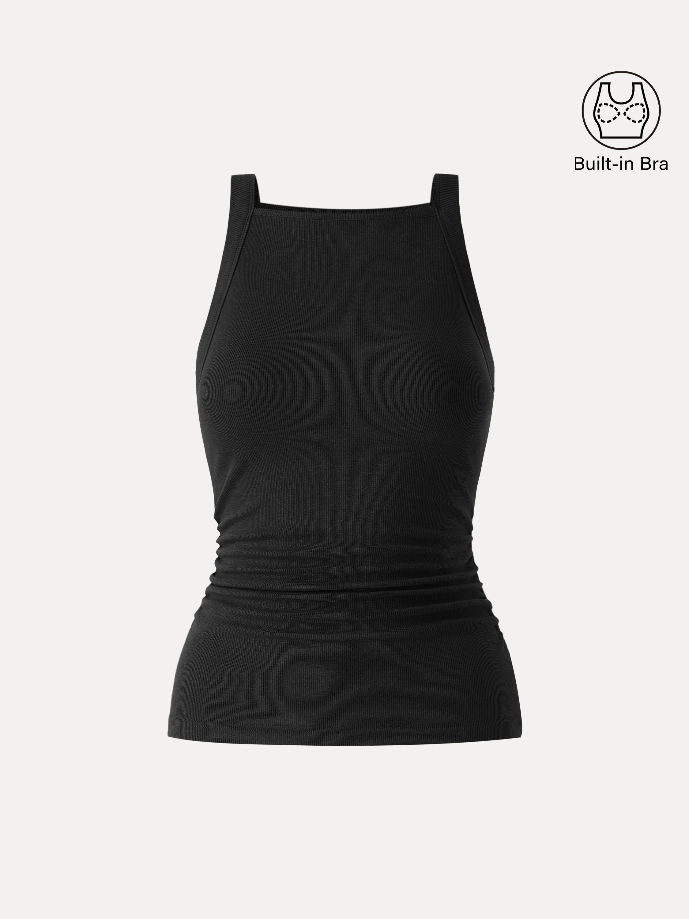 Square Neck Ruched Rib Bra Tank - Image 18