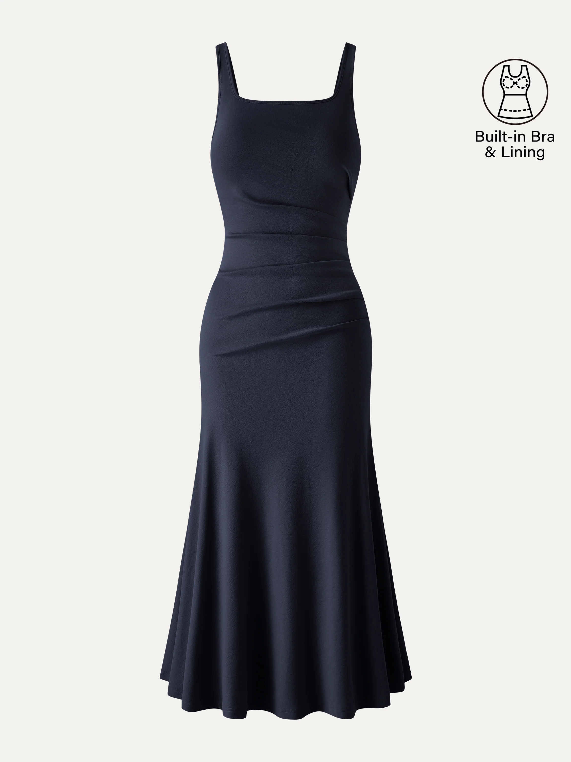 Square Neck Tucked Open Back Bra Dress - Image 14