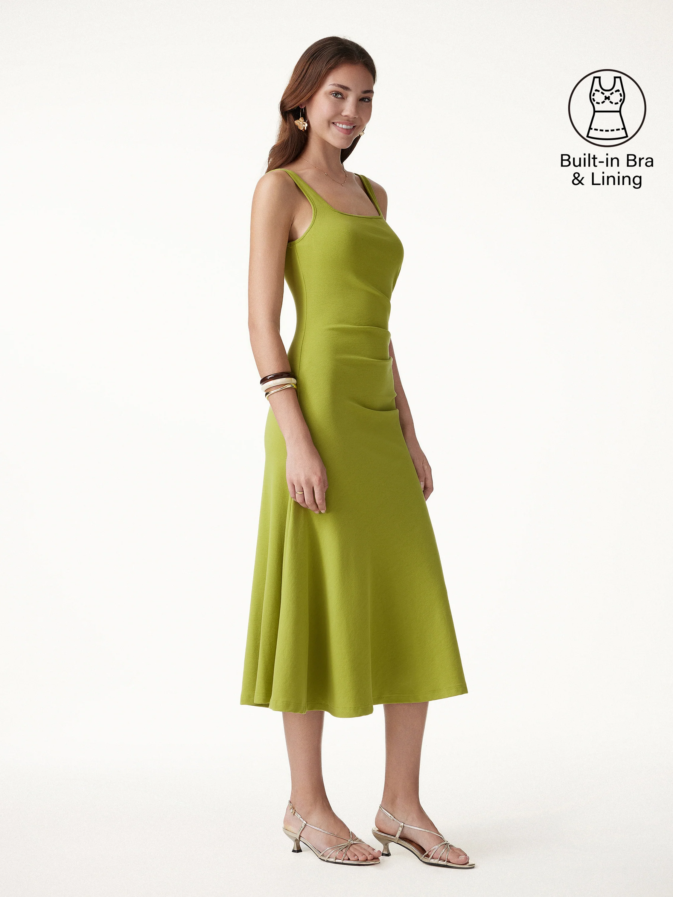 Square Neck Tucked Open Back Bra Dress - Image 7