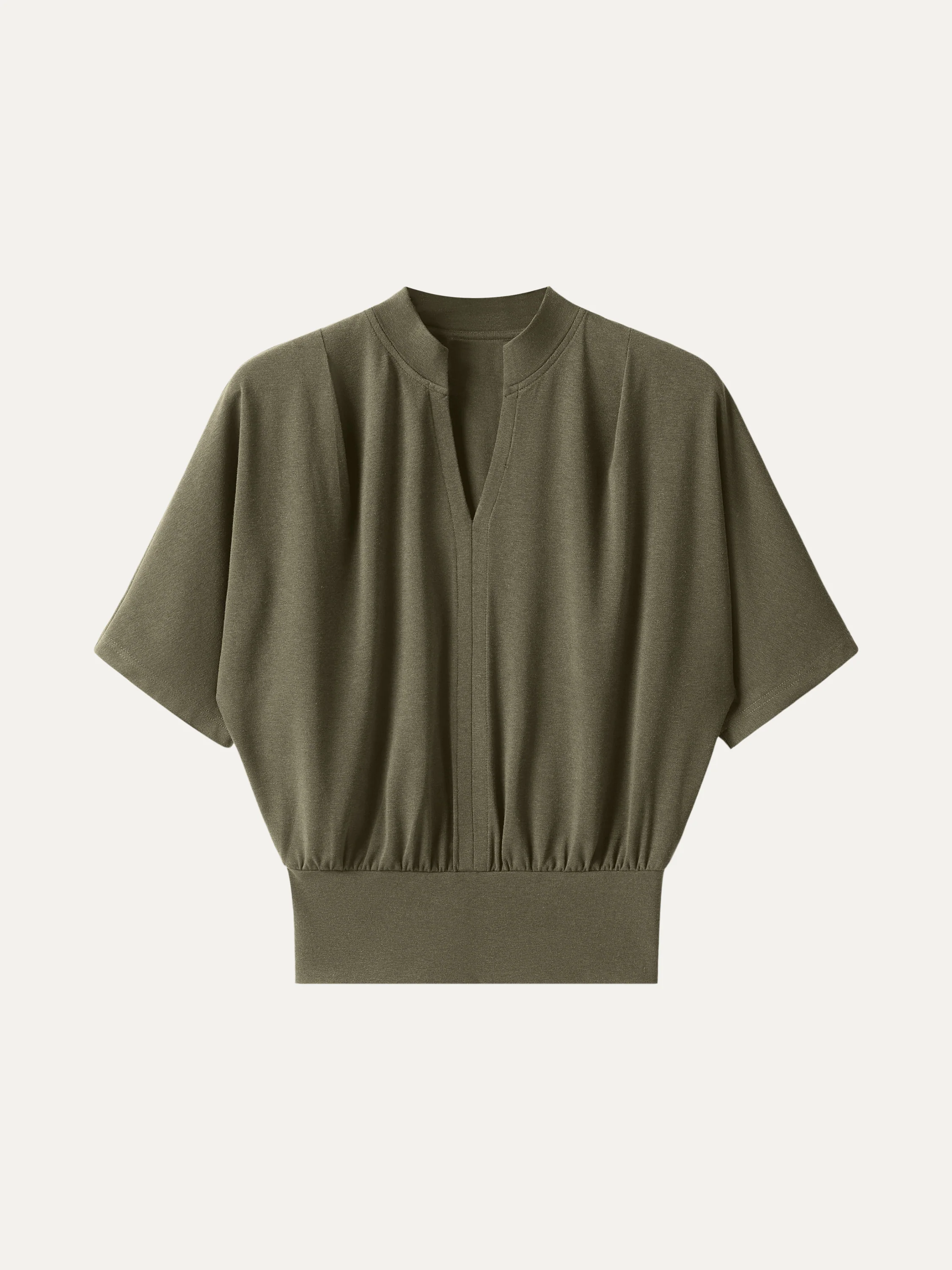 Stand Collar V-Neck Short Sleeve Top - Image 10