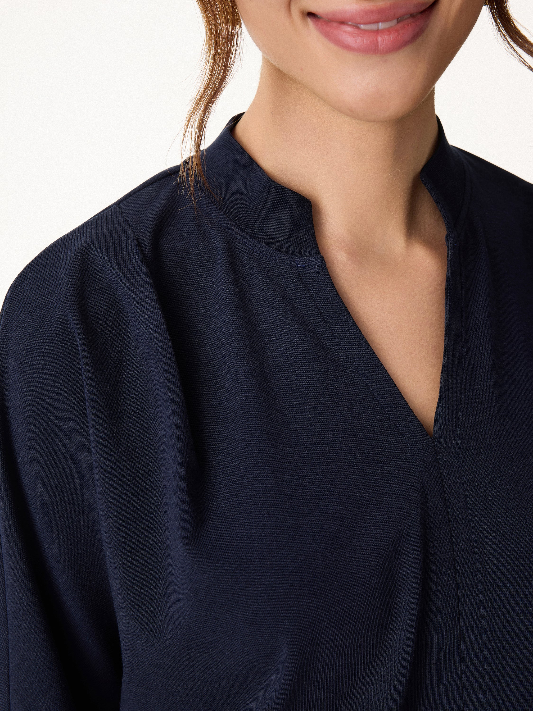 Stand Collar V-Neck Short Sleeve Top - Image 3