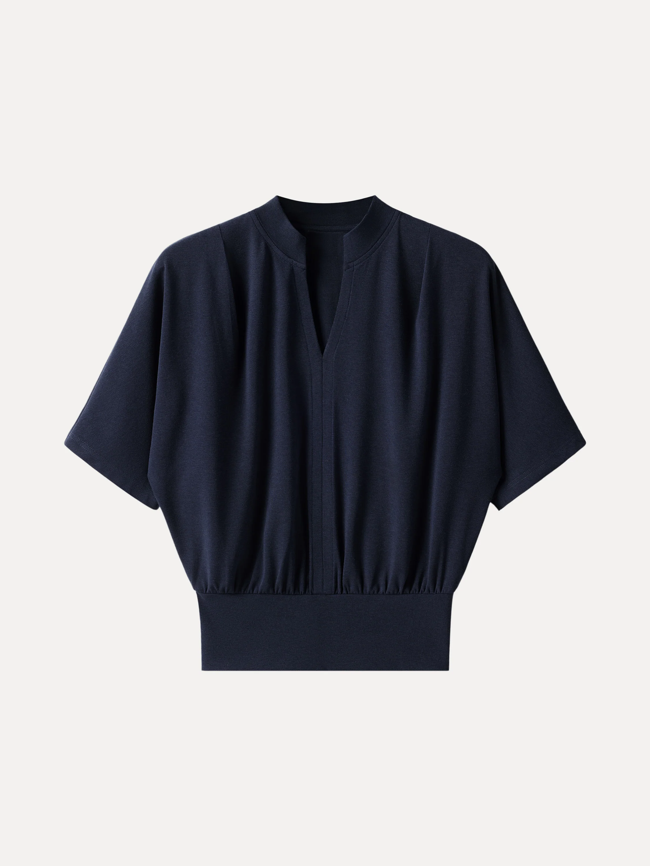 Stand Collar V-Neck Short Sleeve Top - Image 9