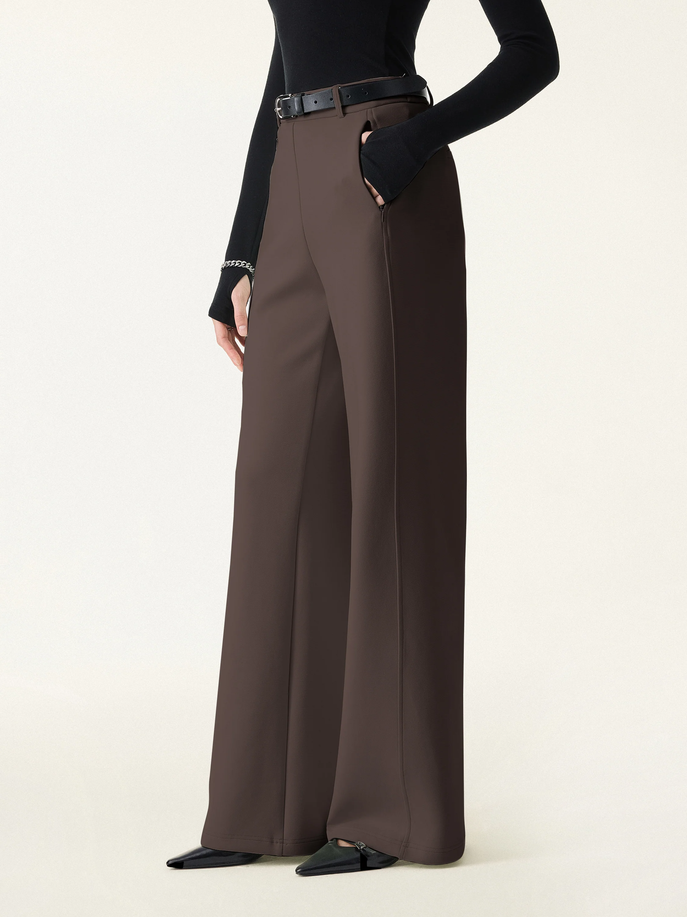 Stretch Cotton Blend Slimming High Rise Wide Leg Pant - Image 22