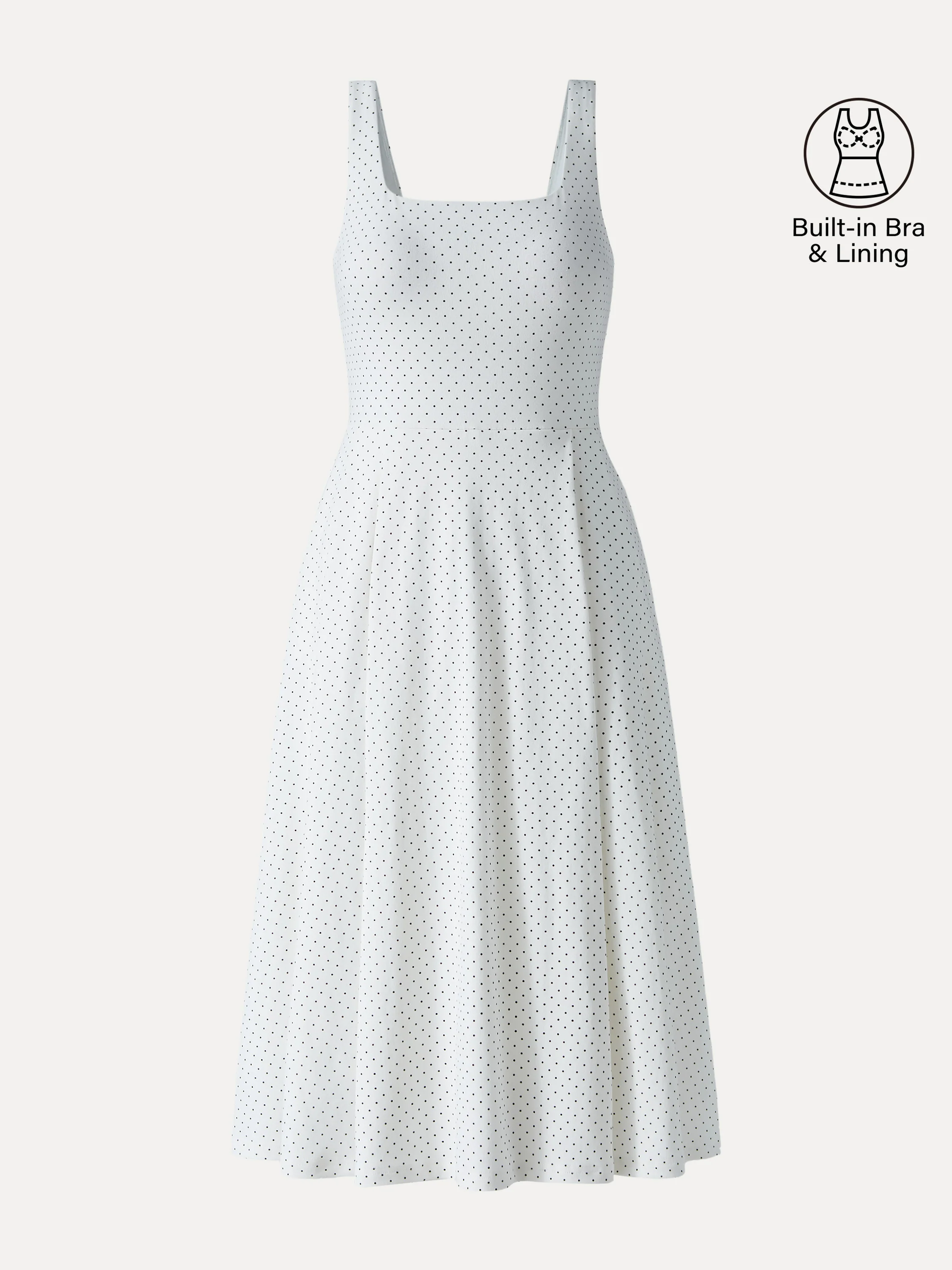 Stretch Cotton Polka Dot Square Neck Midi Bra Dress with Pockets Limited Edition - Image 13
