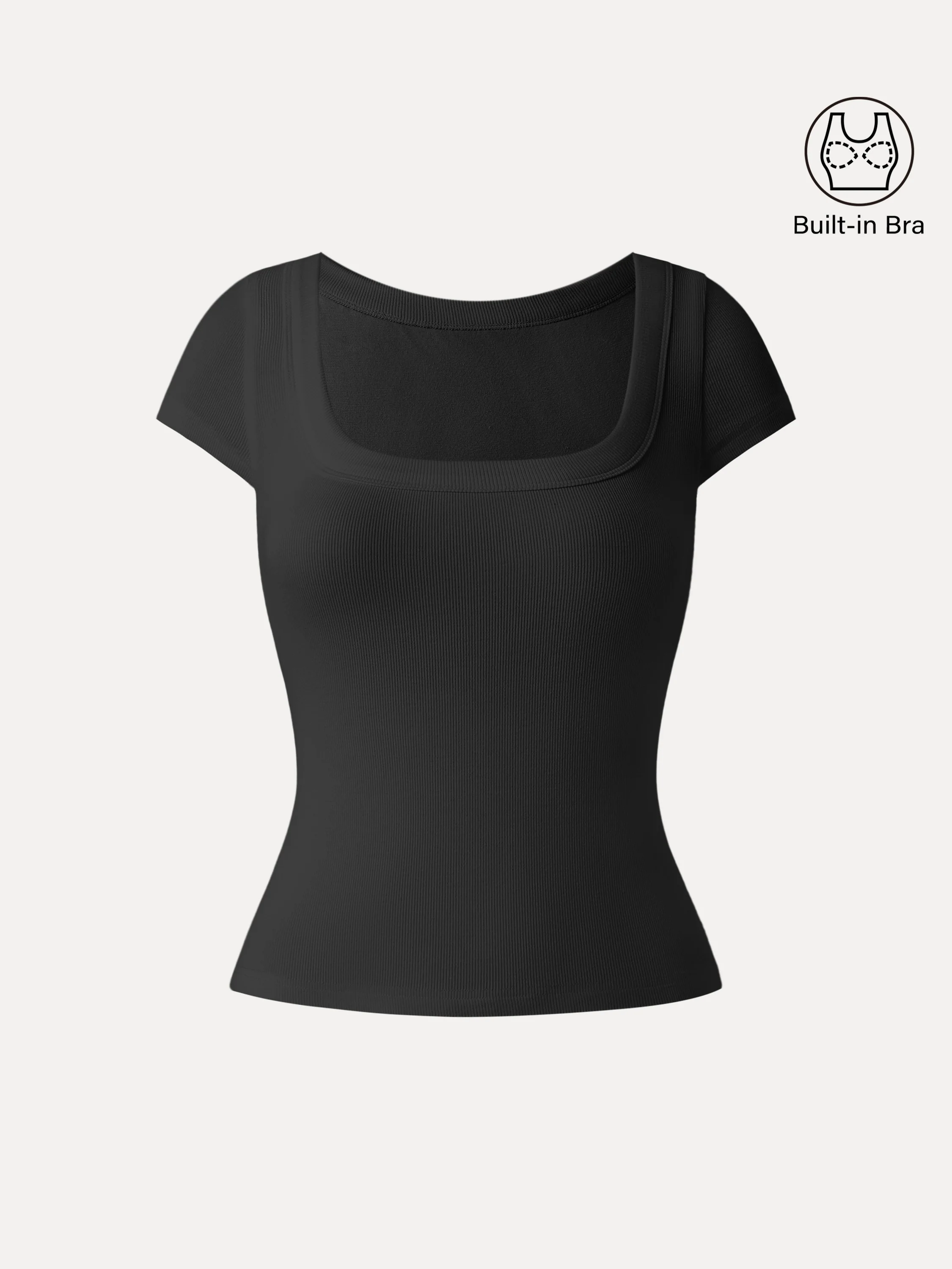 Stretch Cotton Square Neck Cap Sleeve Bra Top - Image 14