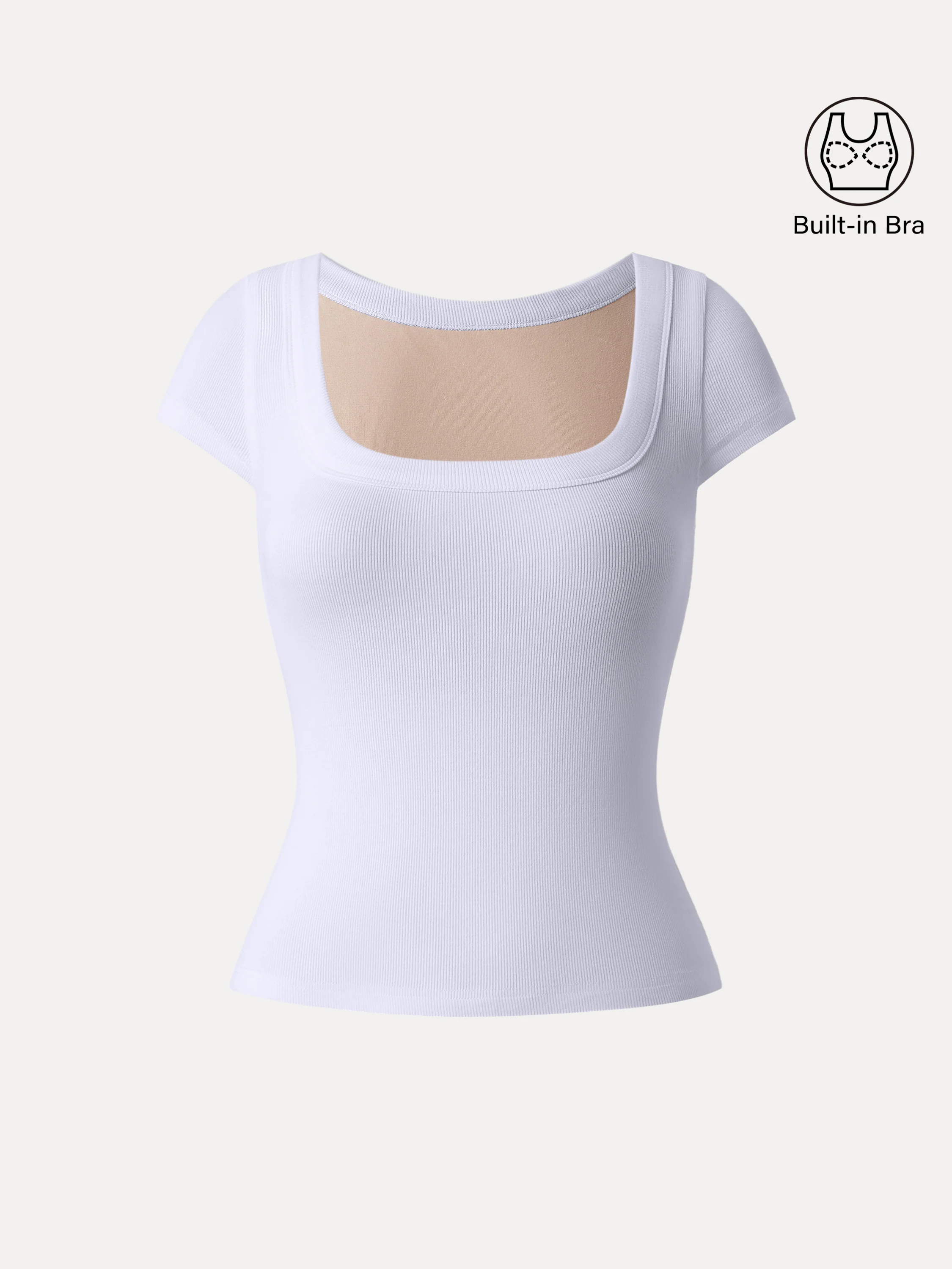 Stretch Cotton Square Neck Cap Sleeve Bra Top - Image 15