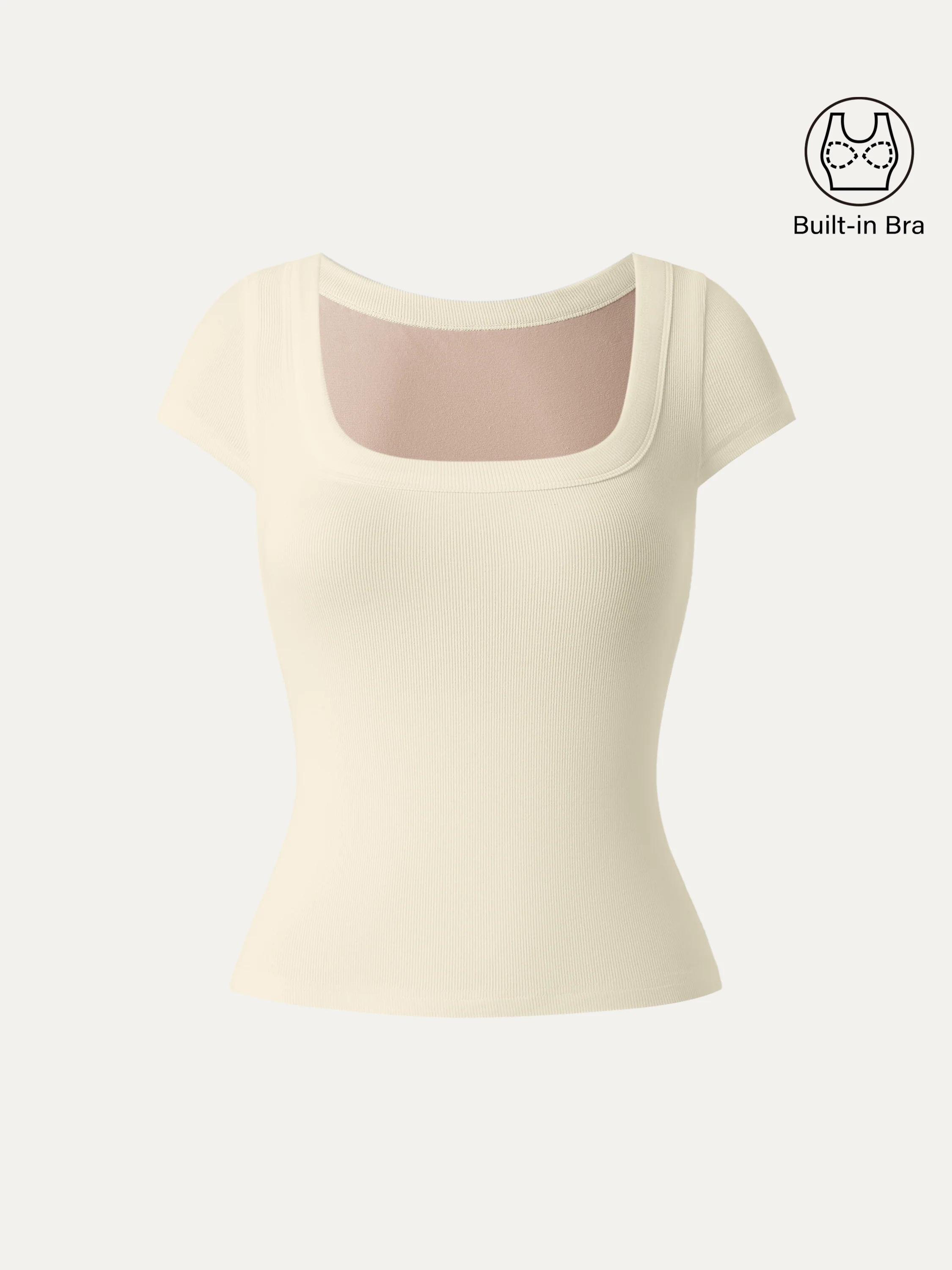 Stretch Cotton Square Neck Cap Sleeve Bra Top - Image 16