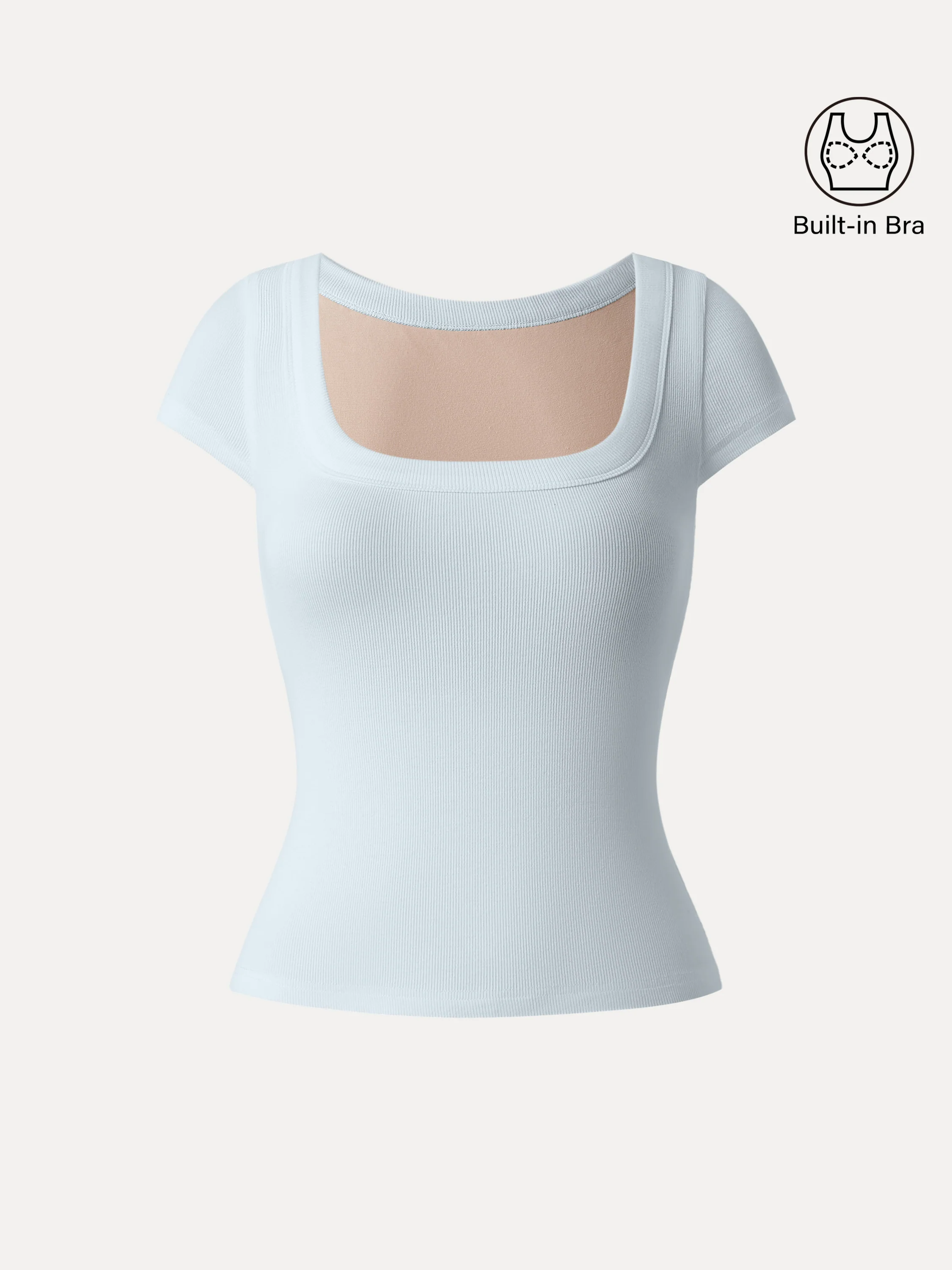 Stretch Cotton Square Neck Cap Sleeve Bra Top - Image 18