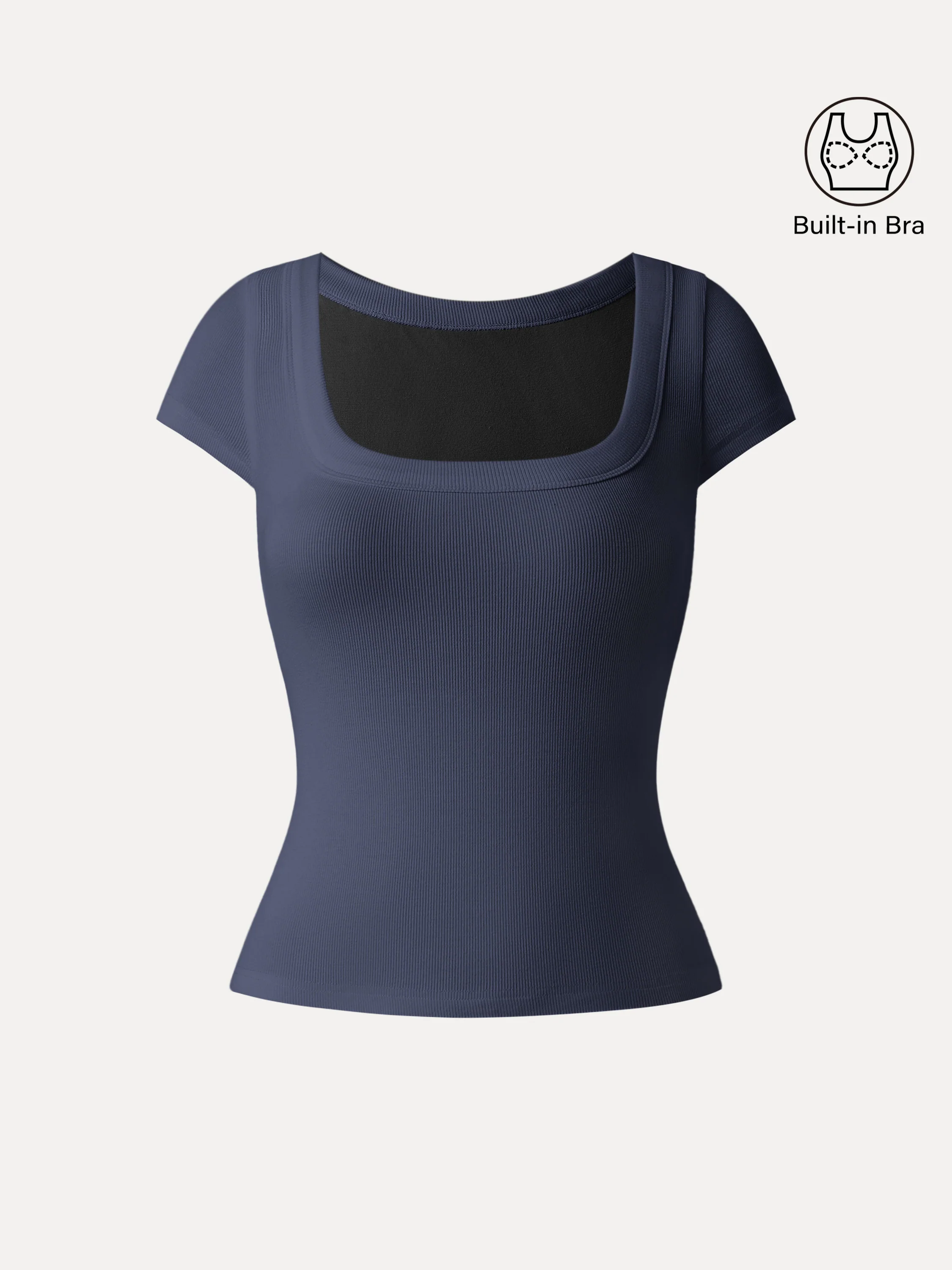Stretch Cotton Square Neck Cap Sleeve Bra Top - Image 19