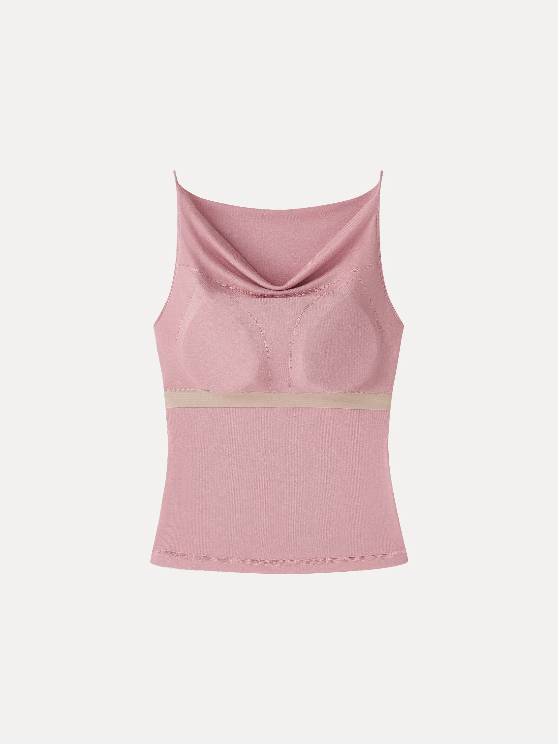 Stretch Linen Cowl Neck Bra Tank - Image 11