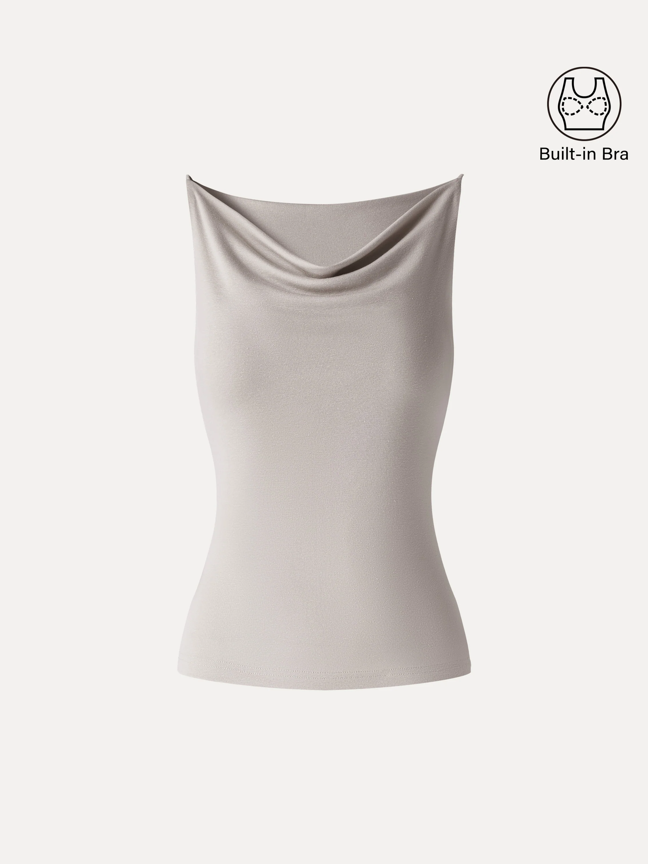 Stretch Linen Cowl Neck Bra Tank - Image 14