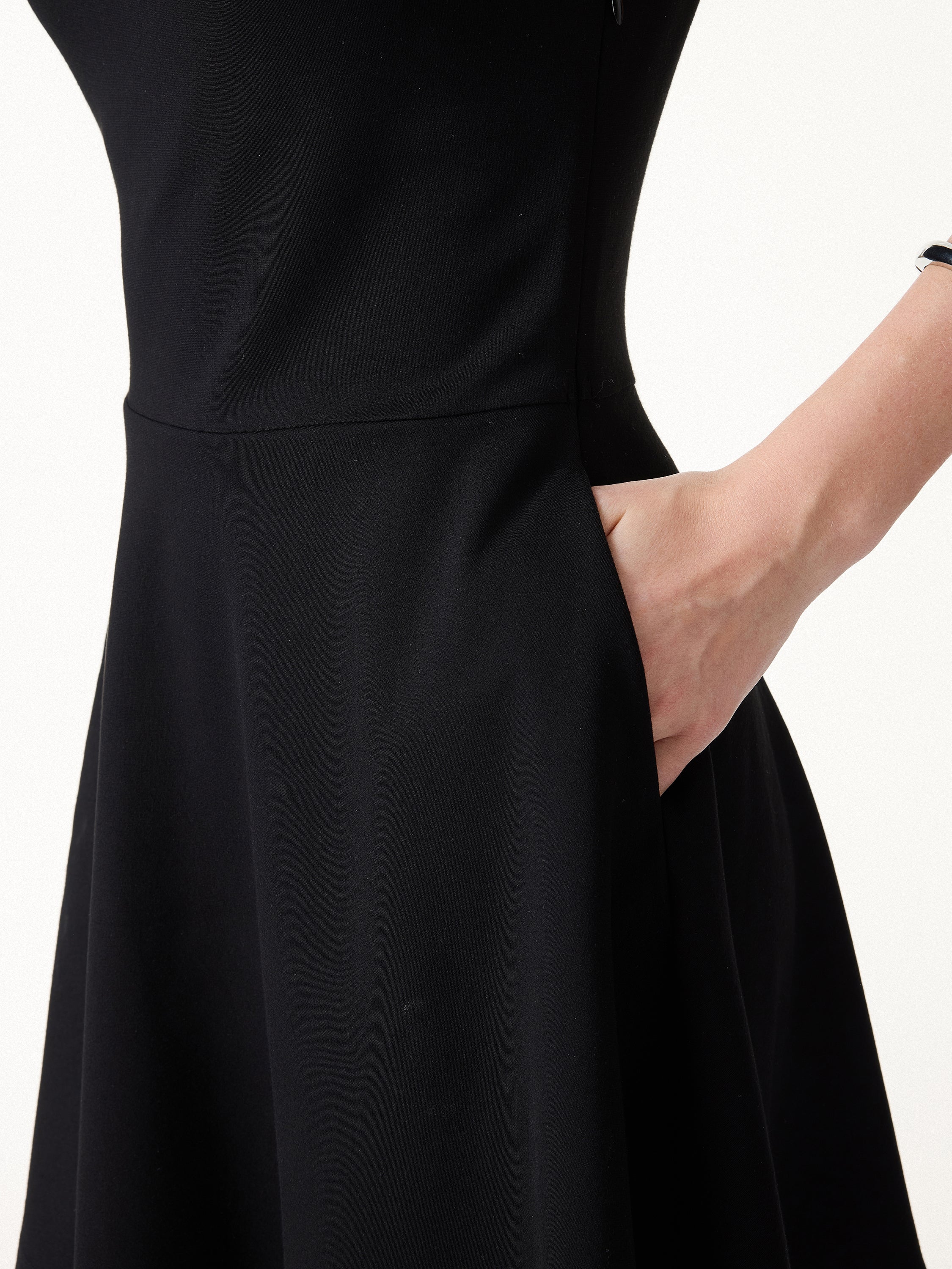 Stretch Ponte Square Neck Mini A-Line Bra Dress with Pockets - Image 4