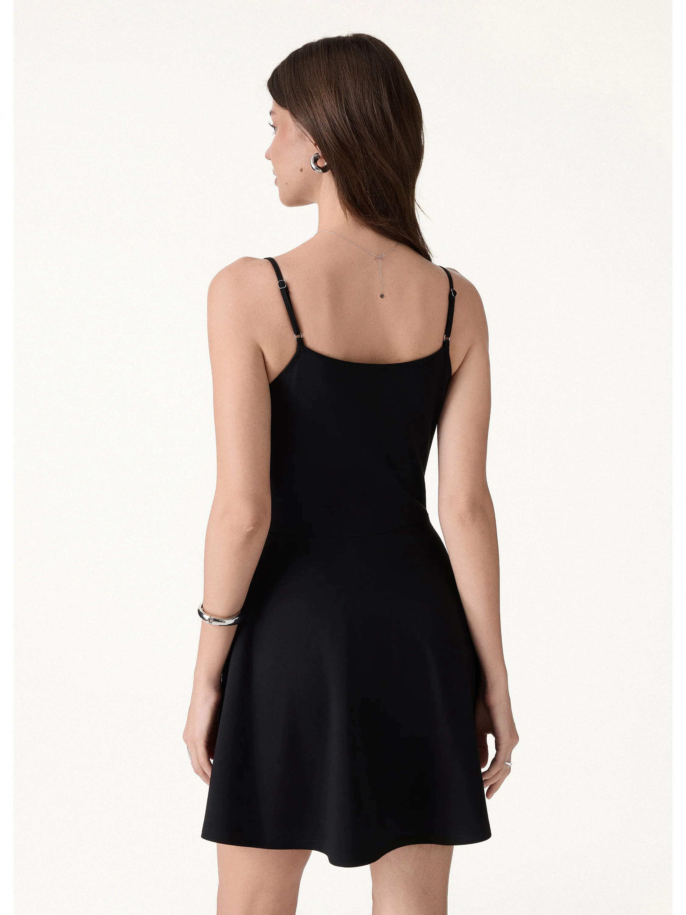 Stretch Ponte Square Neck Mini A-Line Bra Dress with Pockets - Image 9