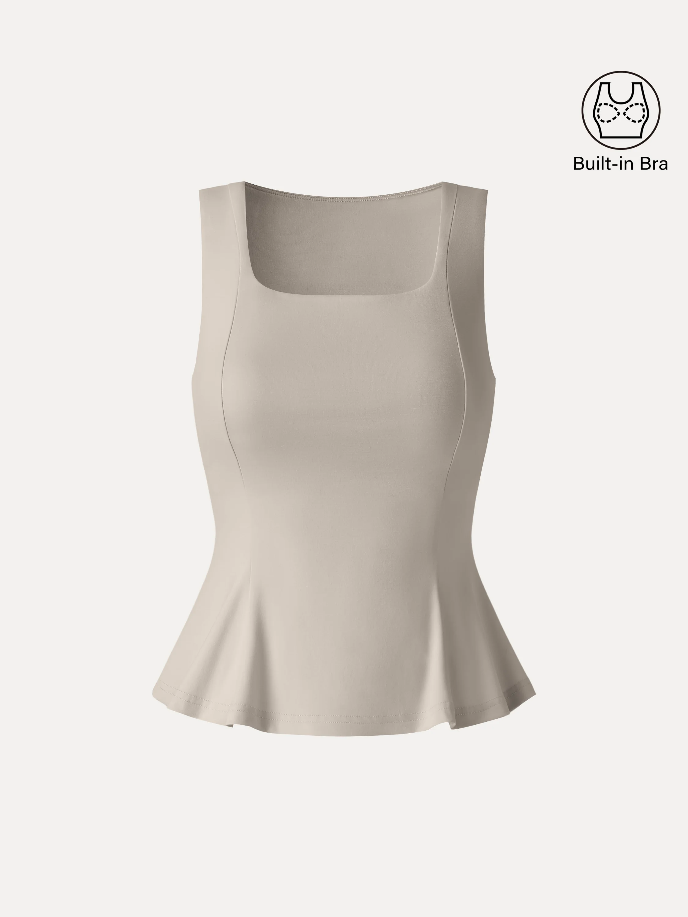 Stretch Ponte Square Neck Peplum Bra Top - Image 10