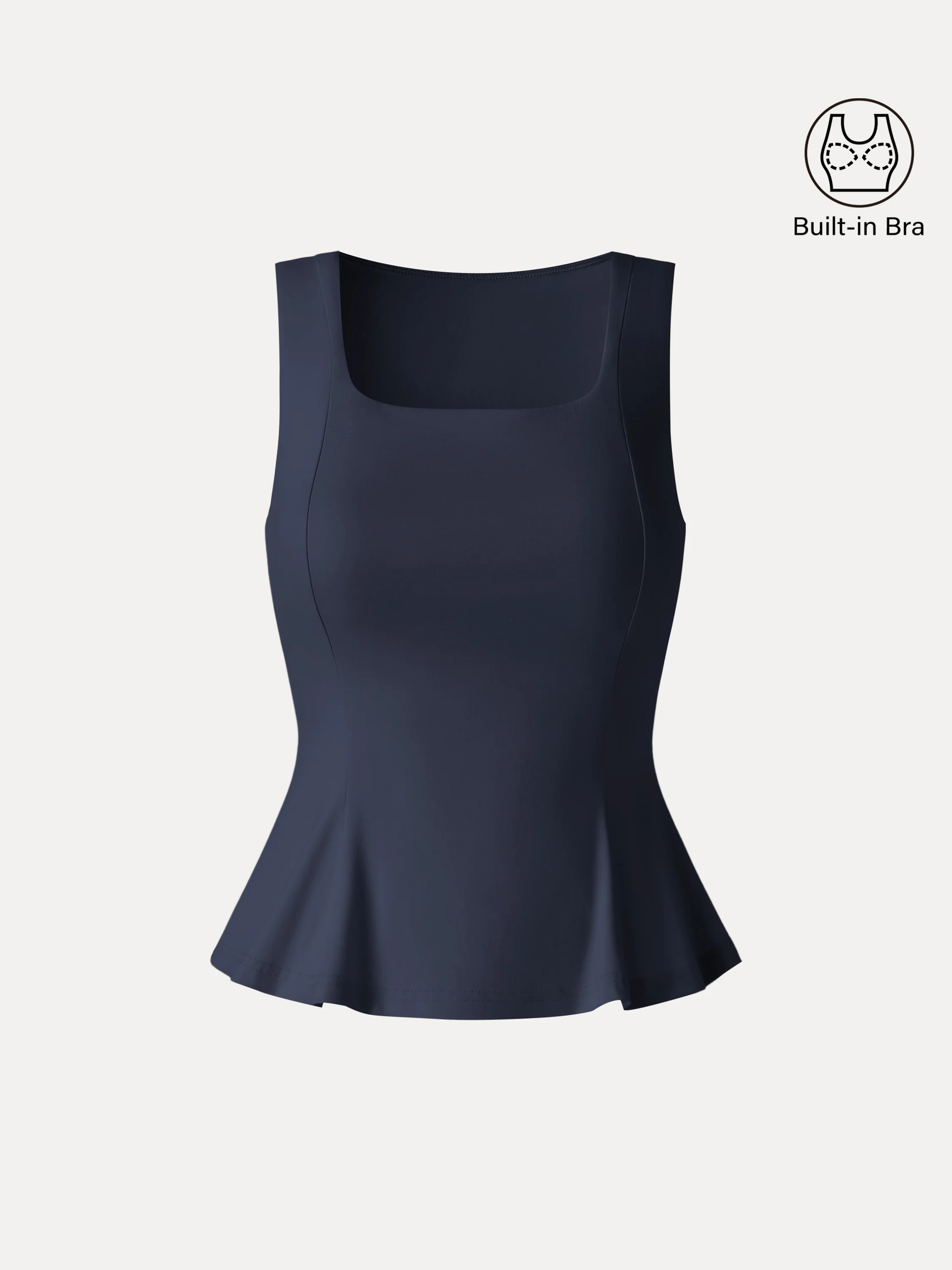 Stretch Ponte Square Neck Peplum Bra Top - Image 12