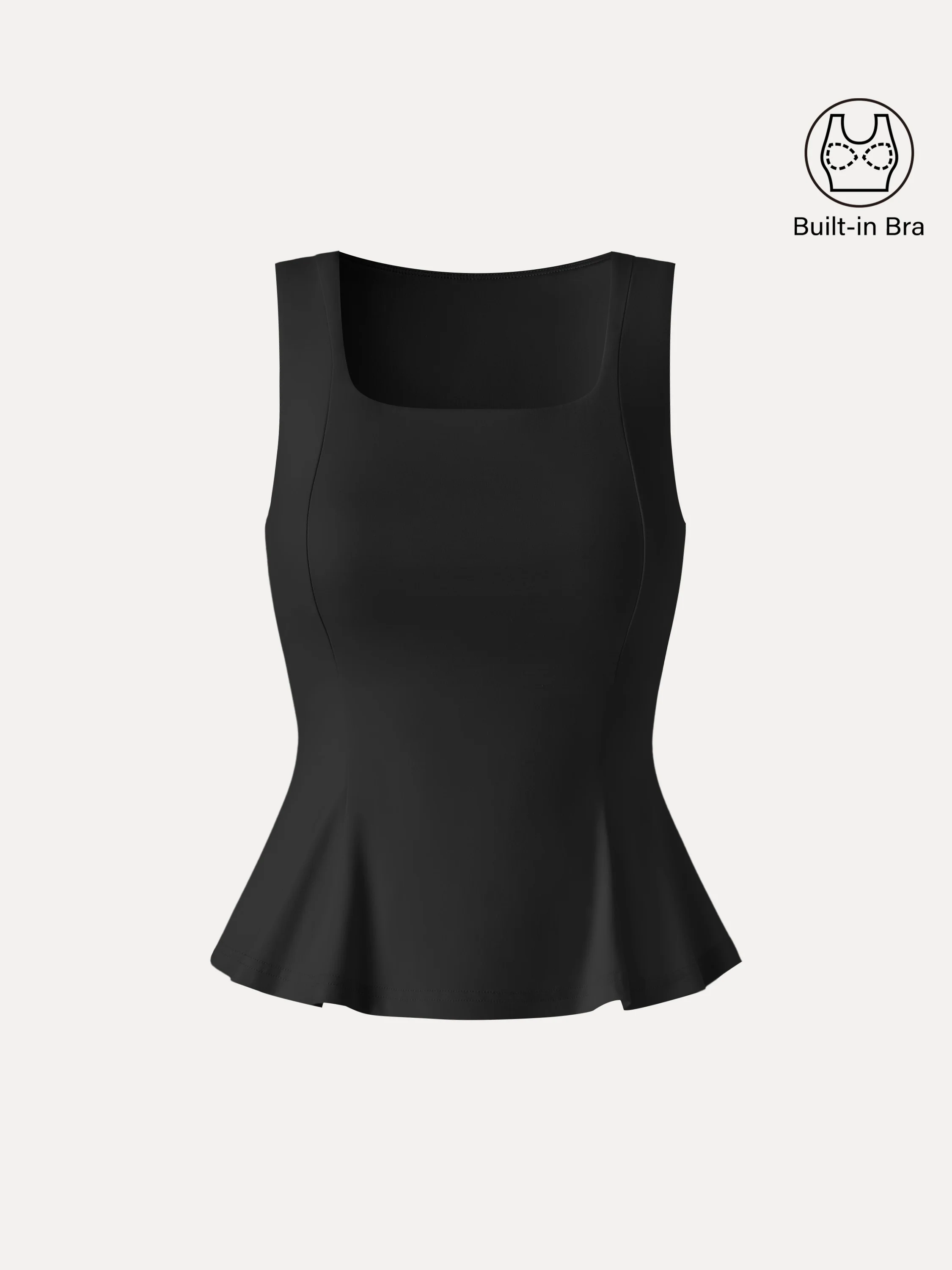 Stretch Ponte Square Neck Peplum Bra Top - Image 13