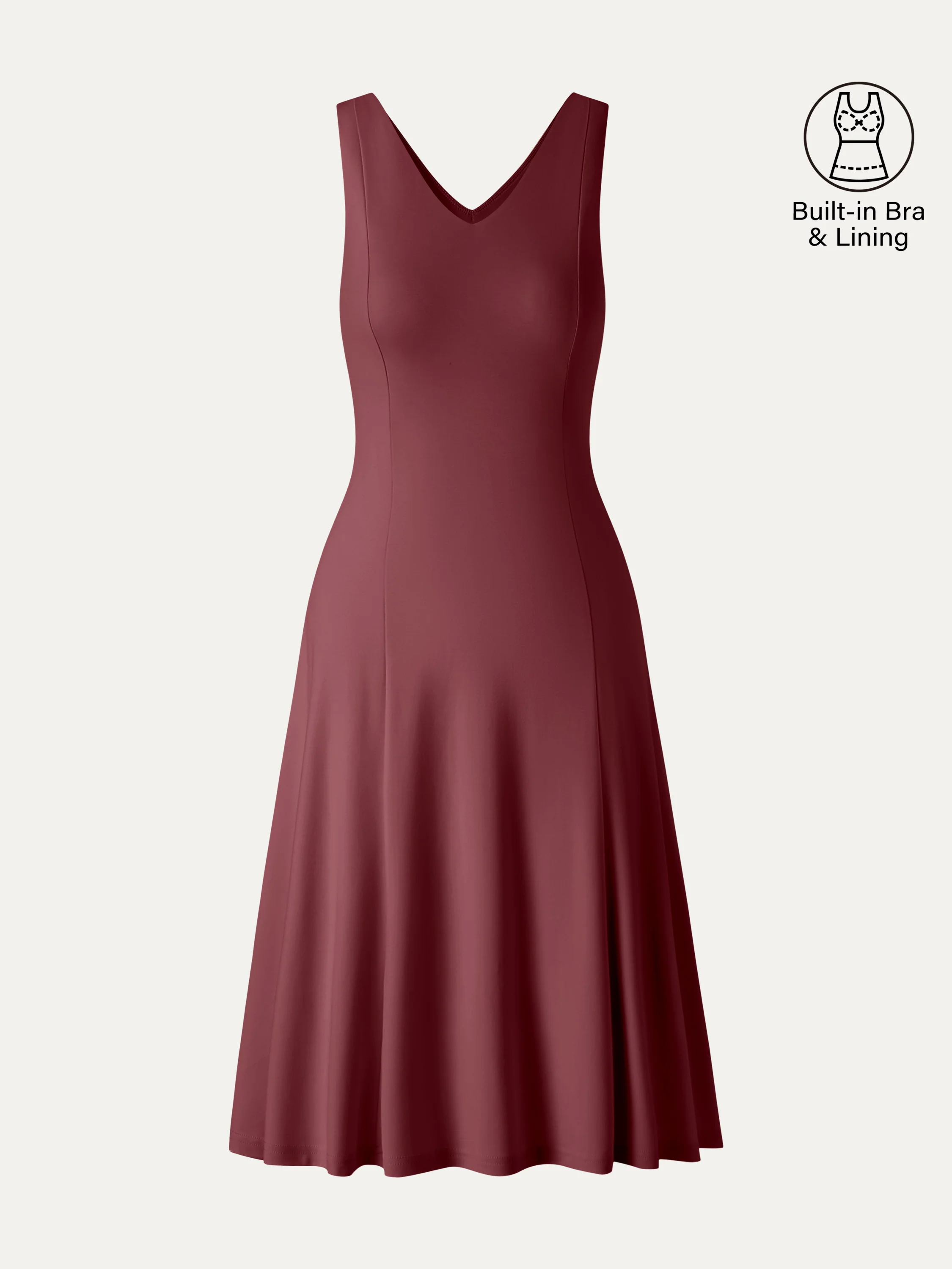 Stretch Ponte V-Neck A-Line Midi Bra Dress - Image 12